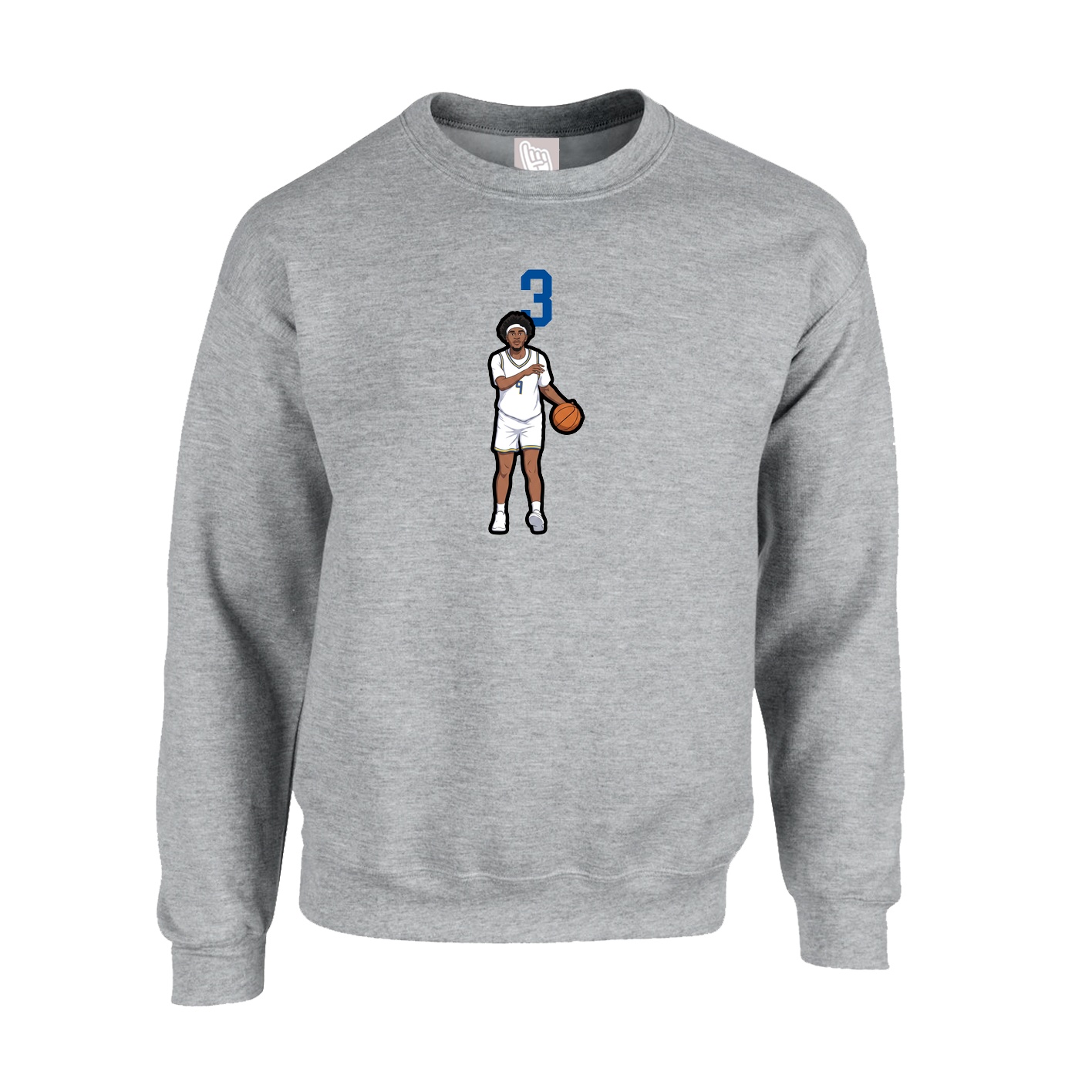 Fleece Crew — Number Top in Grey