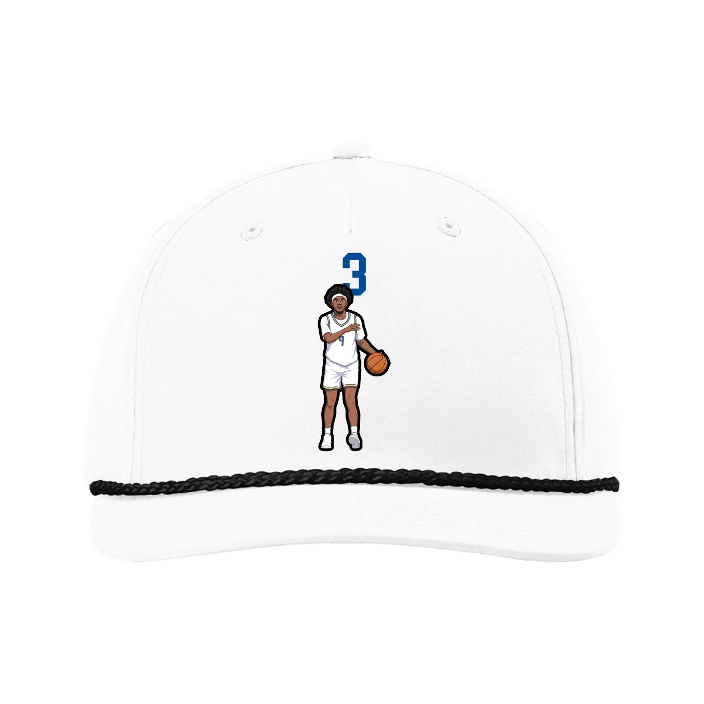 Five-Panel Classic Rope Cap — Number Top in White