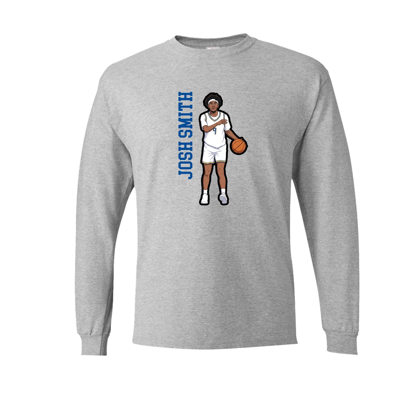 Long Sleeve Tee — Name Vertical in Grey