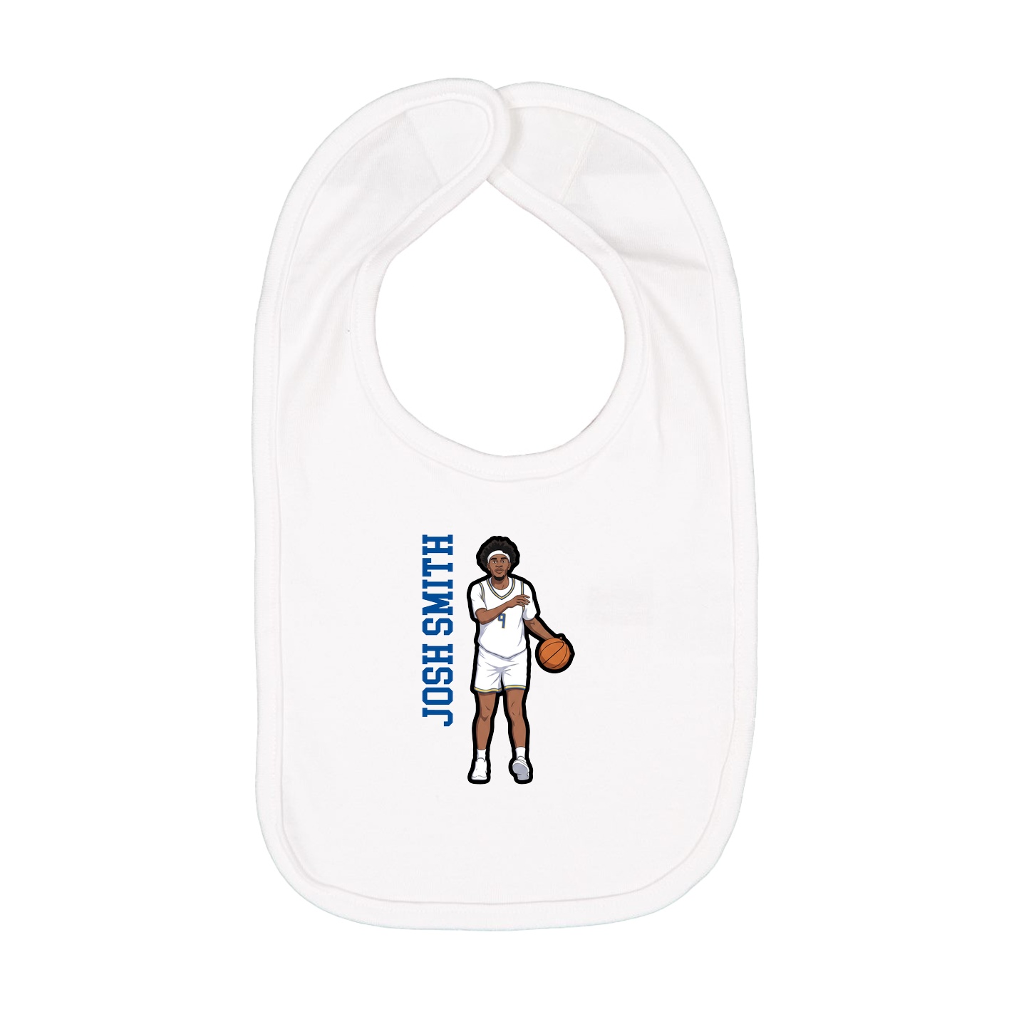 Infant Bib — Name Vertical in White