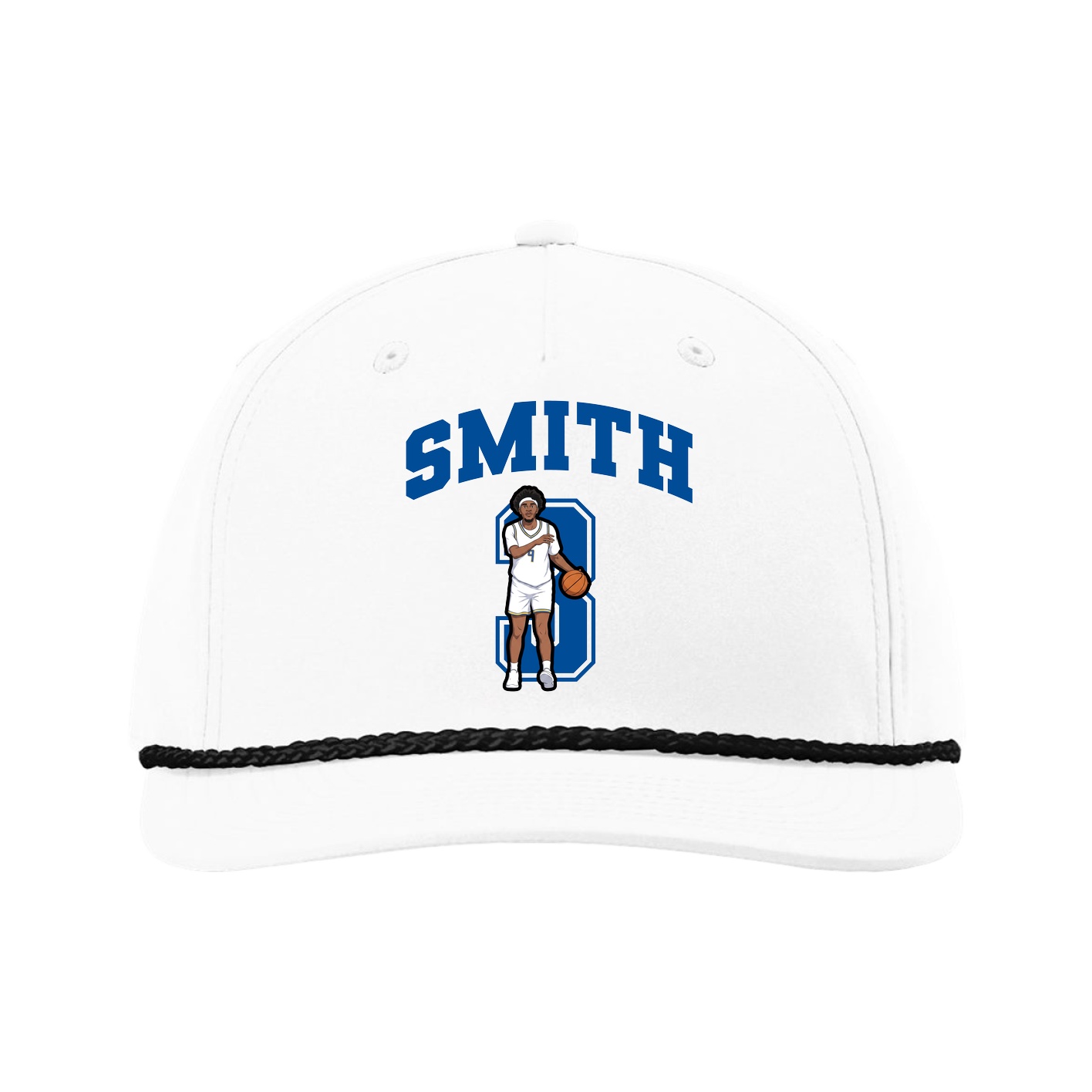 Five-Panel Classic Rope Cap — Number in White