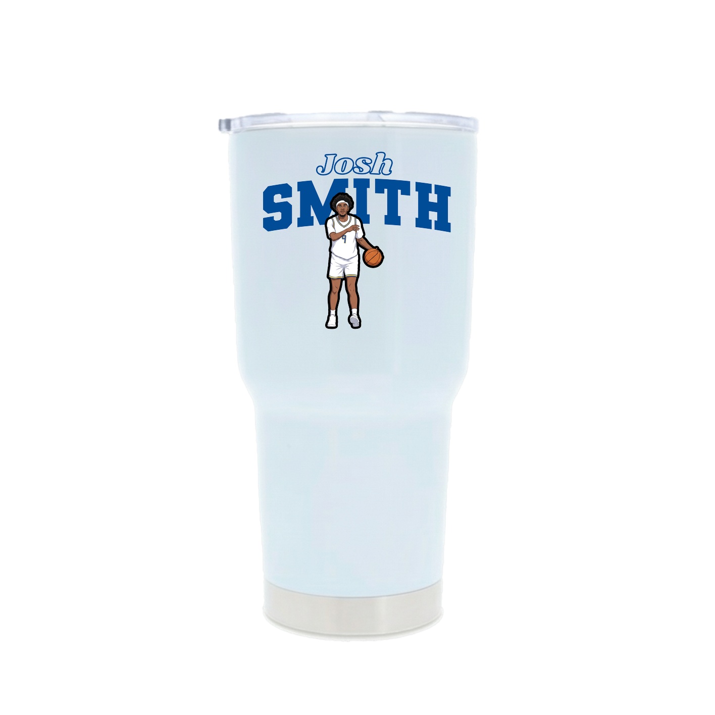 30oz Stainless Steel Tumbler — Name Arch in White