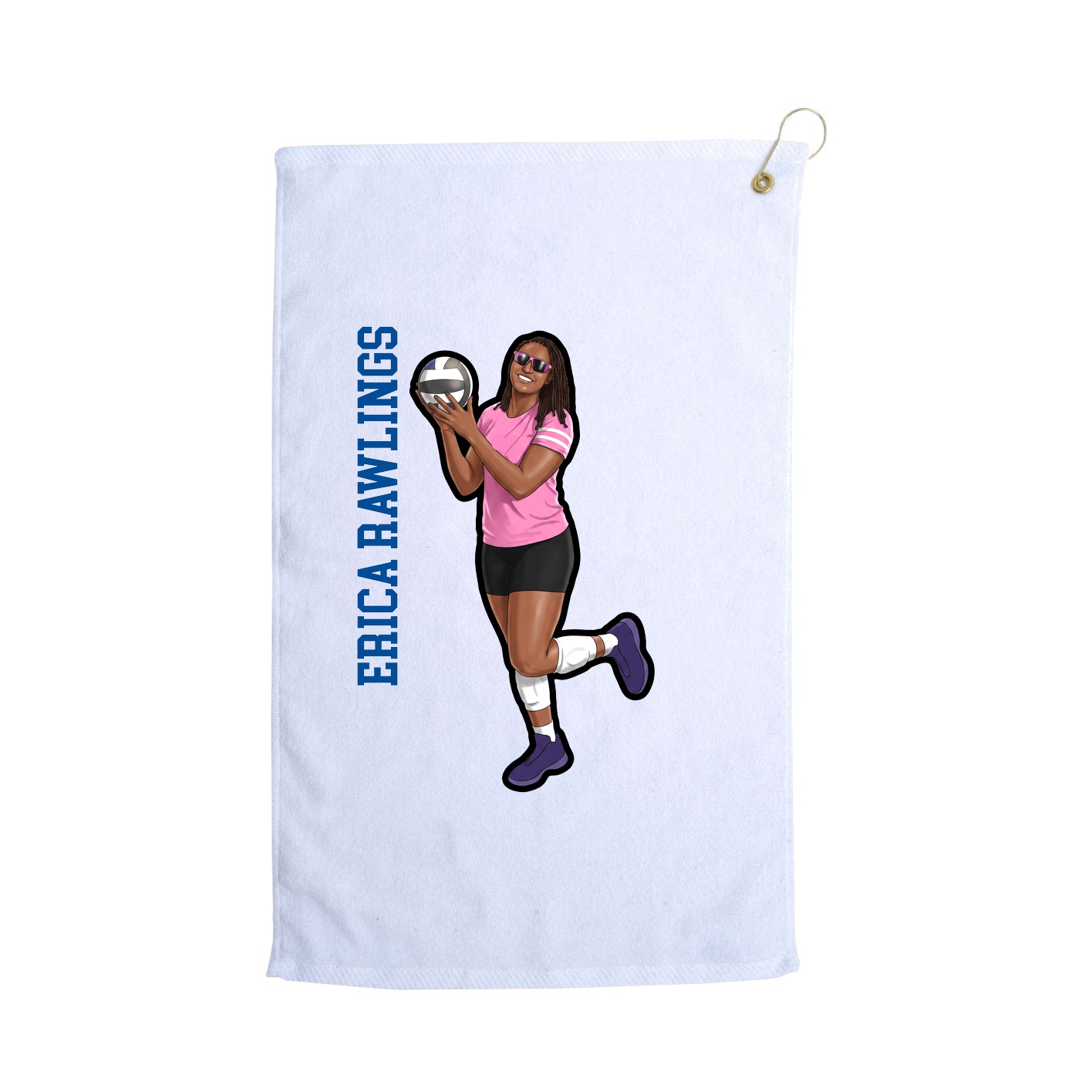 Golf Towel — Name Vertical in White