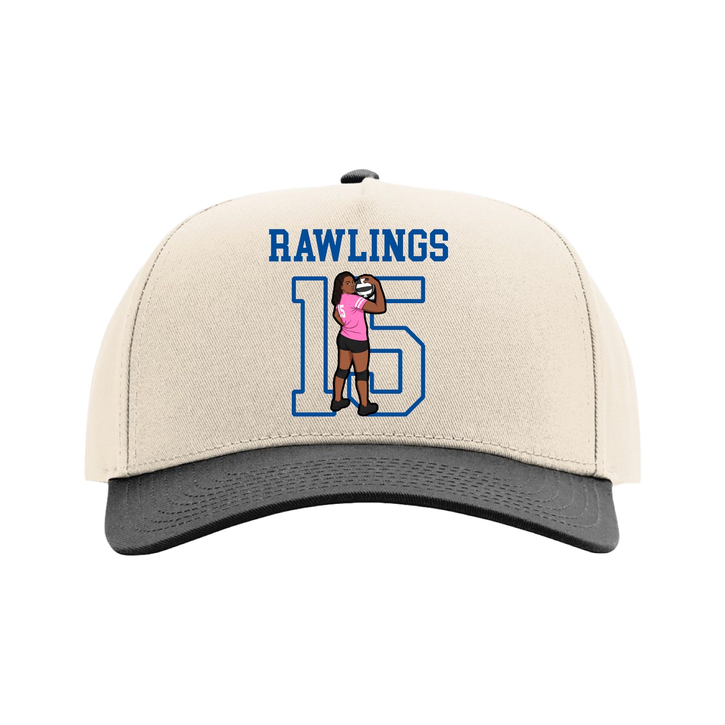 Full Fabric Five-Panel Champ Cap — Shirsey in Cream/Black