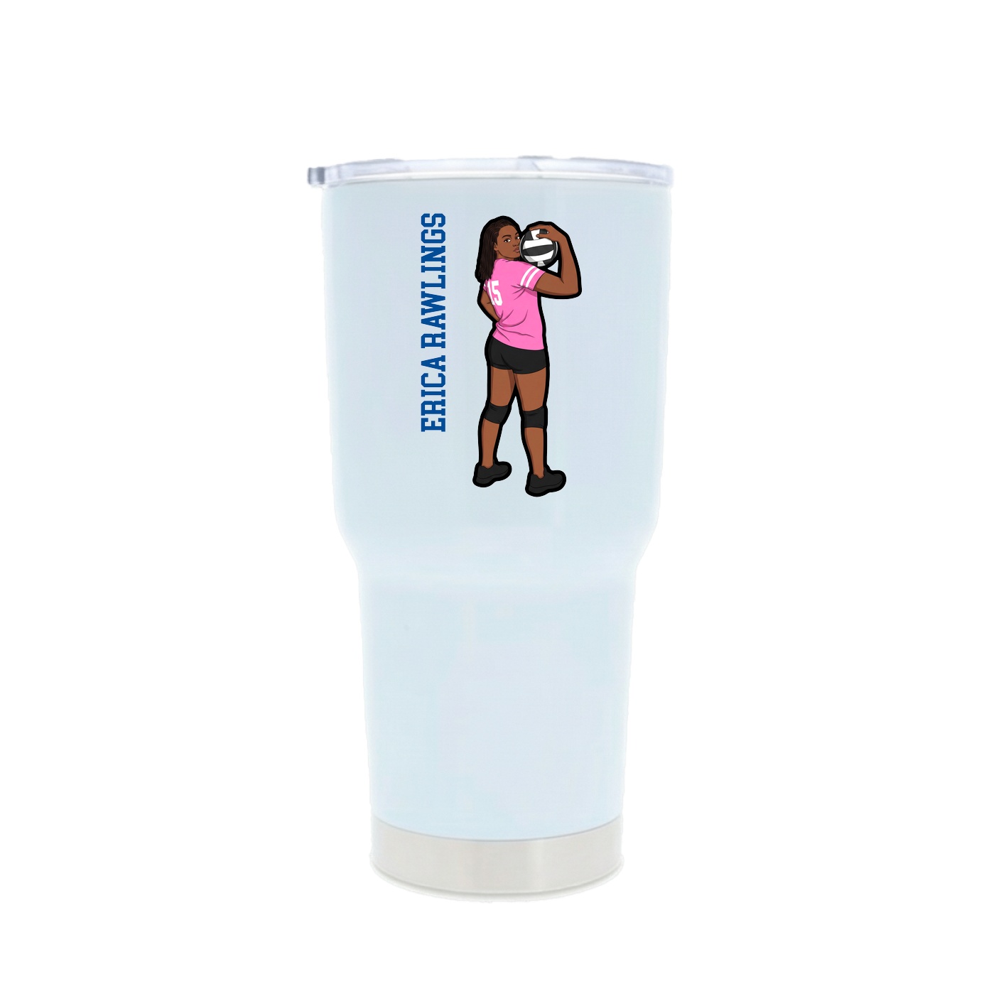 30oz Stainless Steel Tumbler — Name Vertical in White