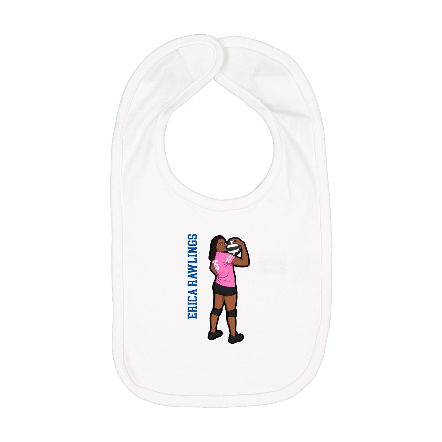 Infant Bib — Name Vertical in White