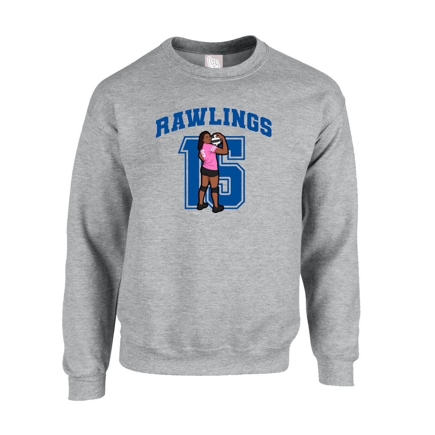 Fleece Crew — Number in Grey