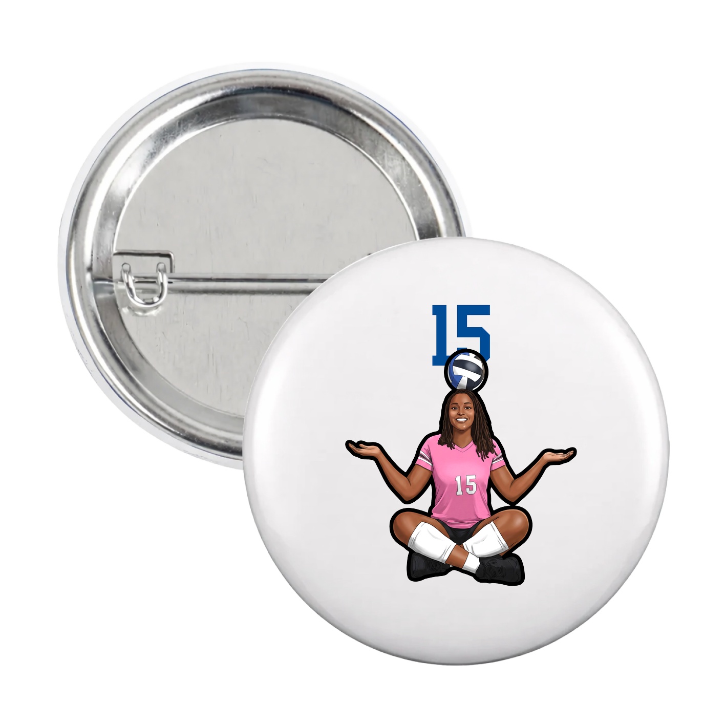 Game Day Button — Number Top in White