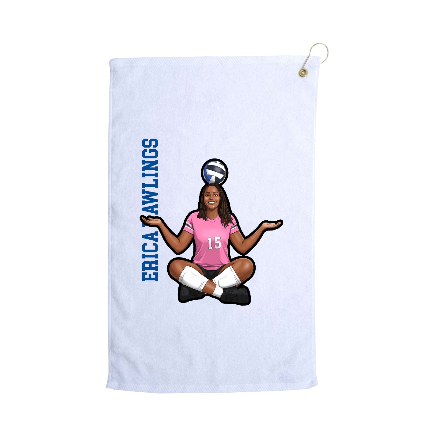 Golf Towel — Name Vertical in White