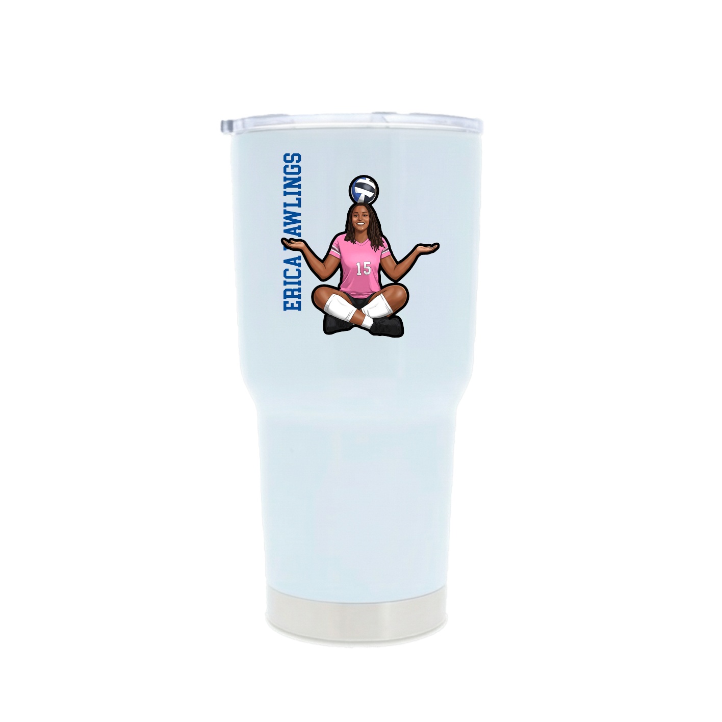 30oz Stainless Steel Tumbler — Name Vertical in White