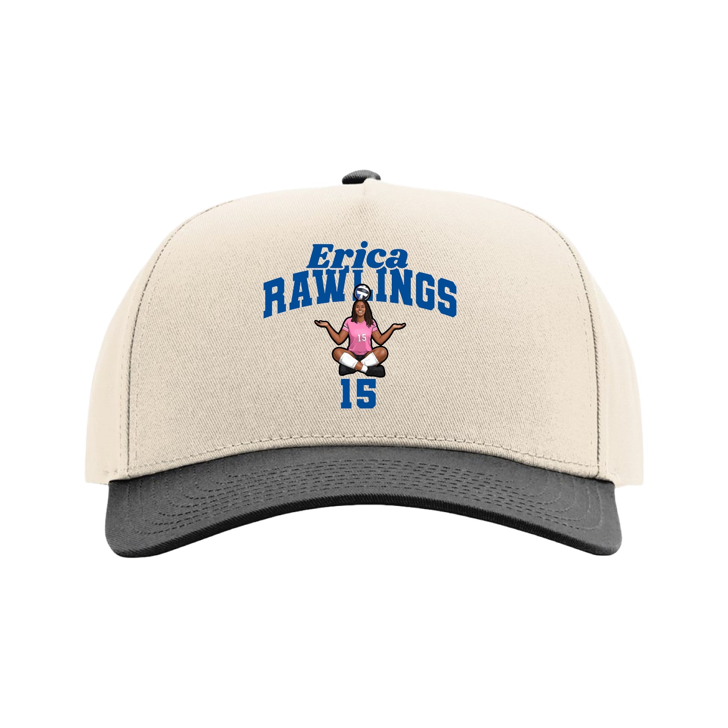 Full Fabric Five-Panel Champ Cap — Signature Arch in Cream/Black