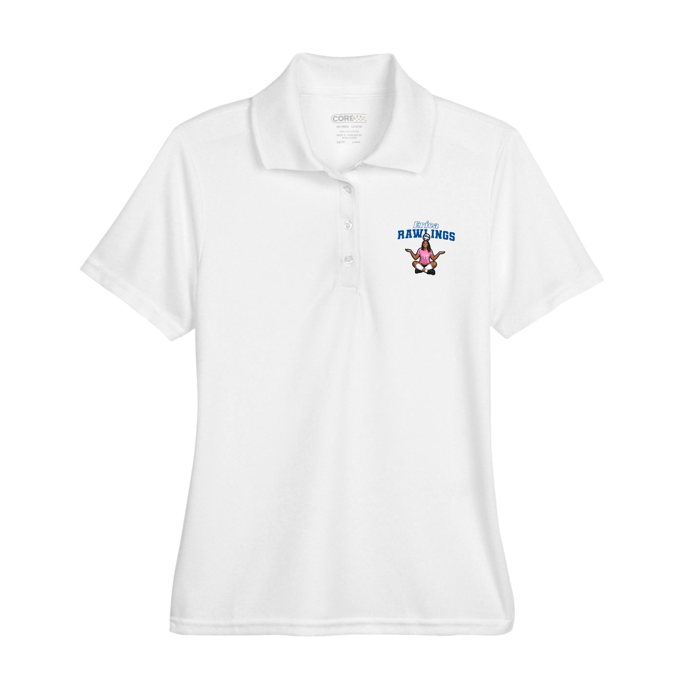 Womens Performance Polo — Name Arch in White