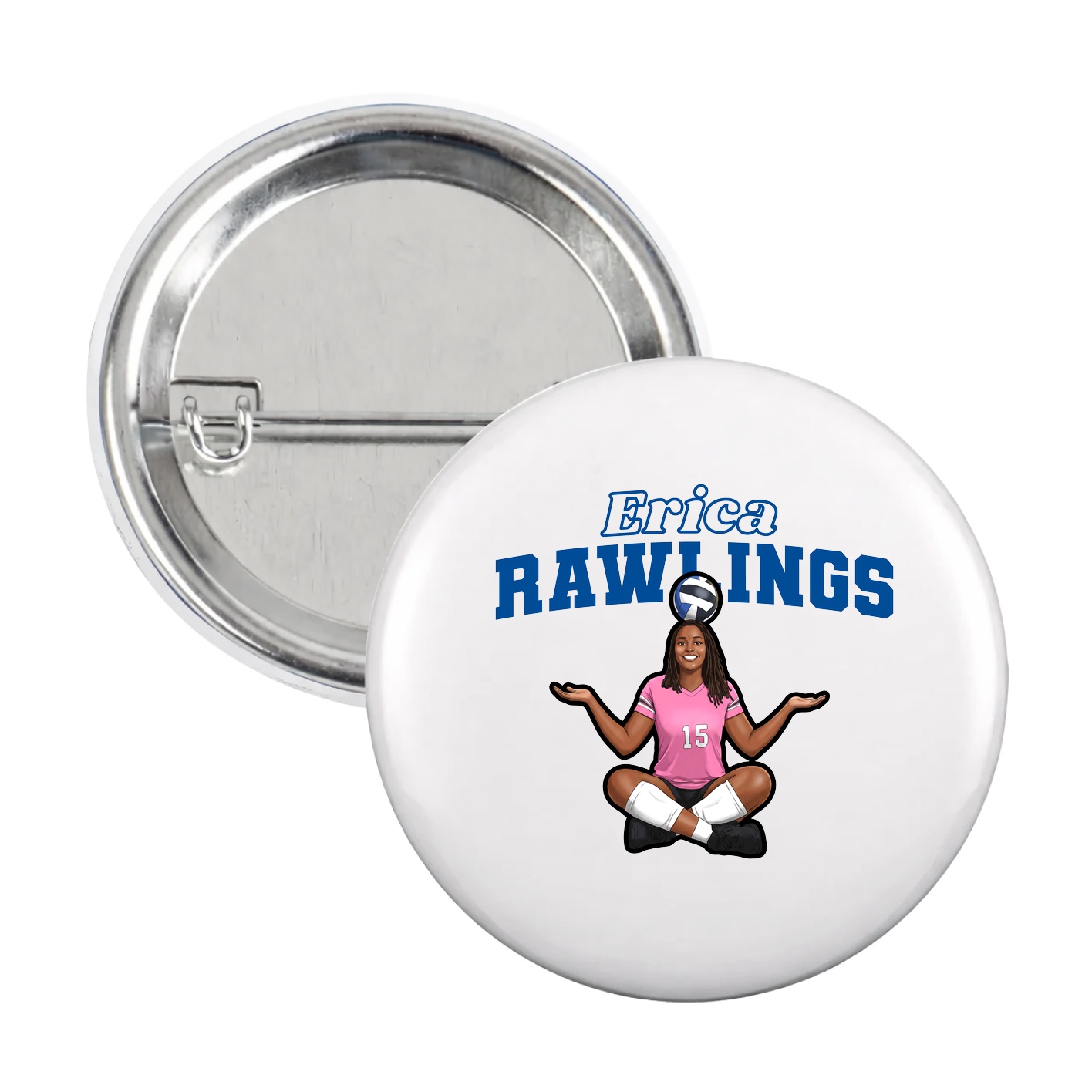 Game Day Button — Name Arch in White