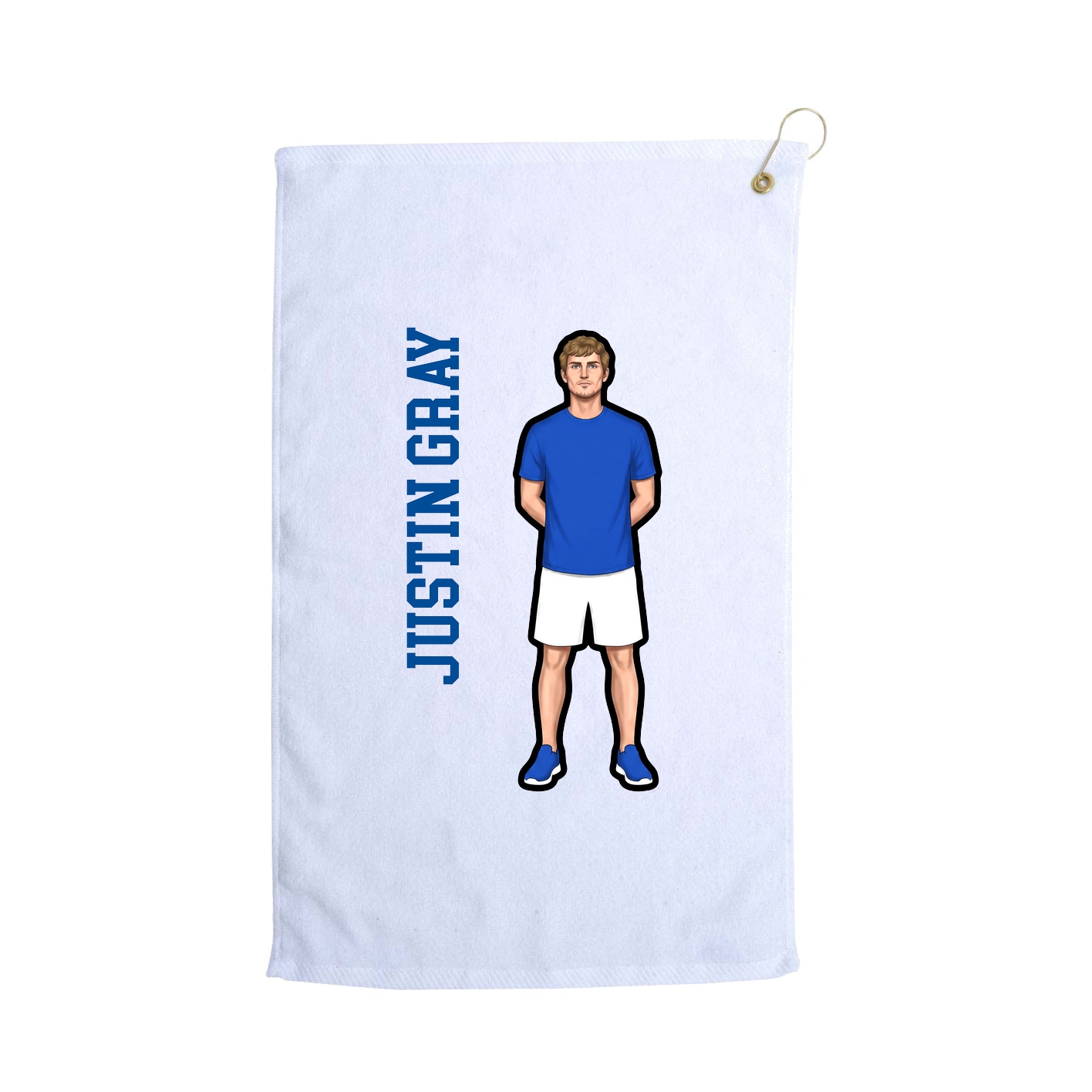 Golf Towel — Name Vertical in White