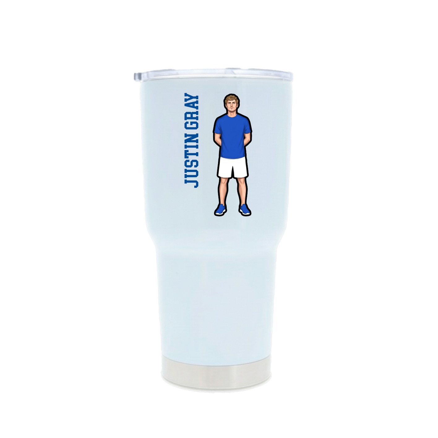 30oz Stainless Steel Tumbler — Name Vertical in White