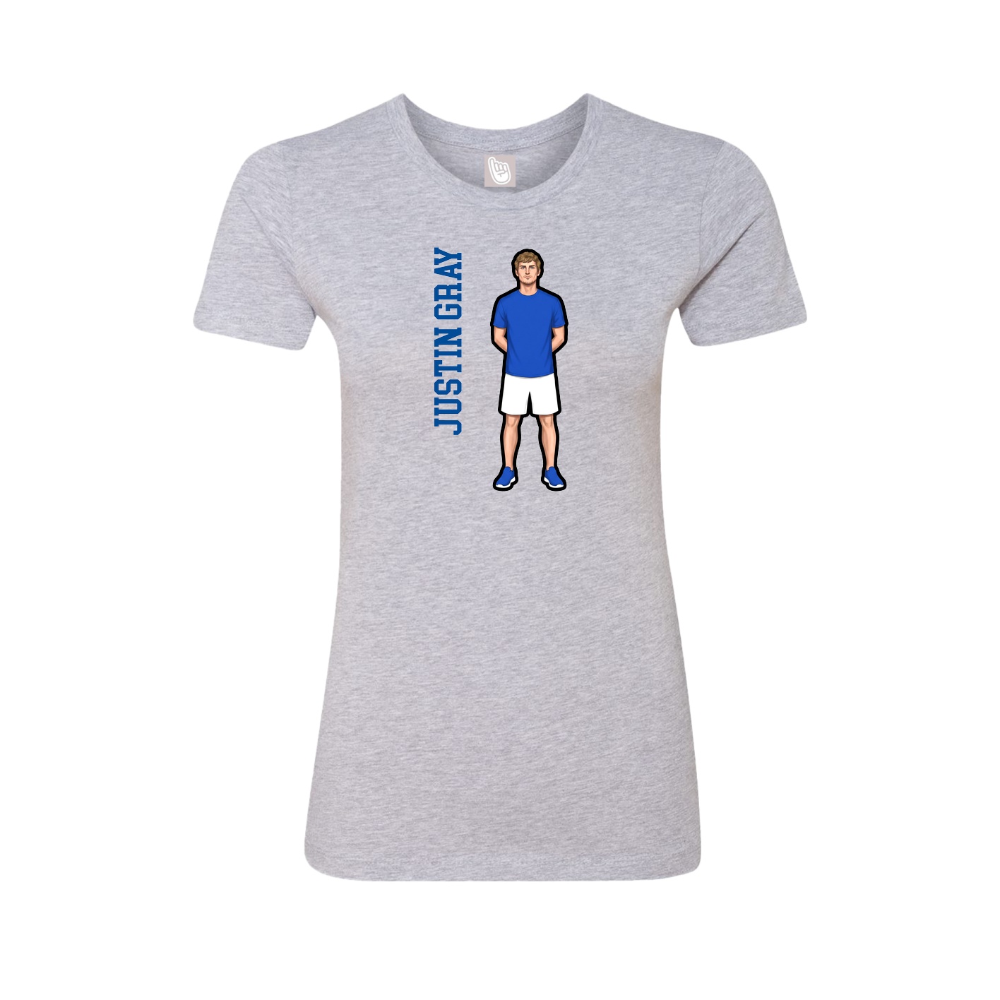 Fitted Women's Tee — Name Vertical in Grey