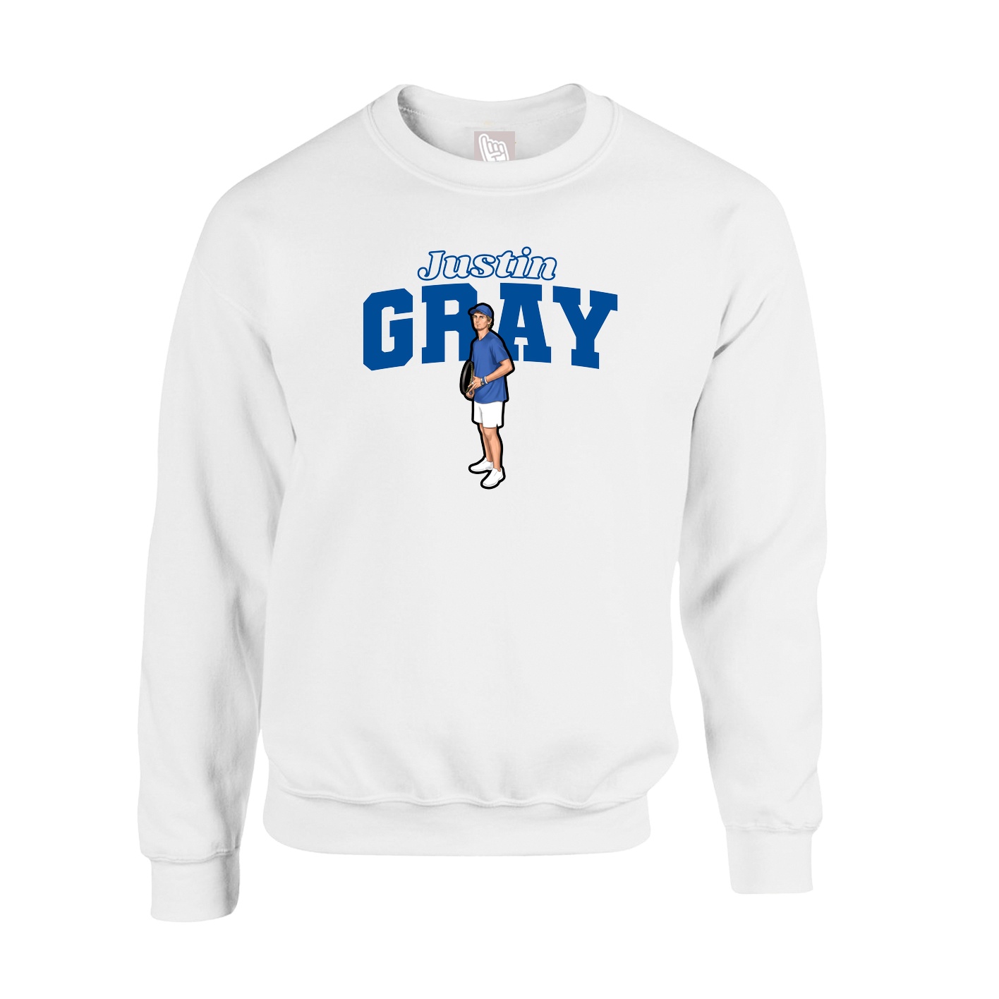 Fleece Crew — Name Arch in White