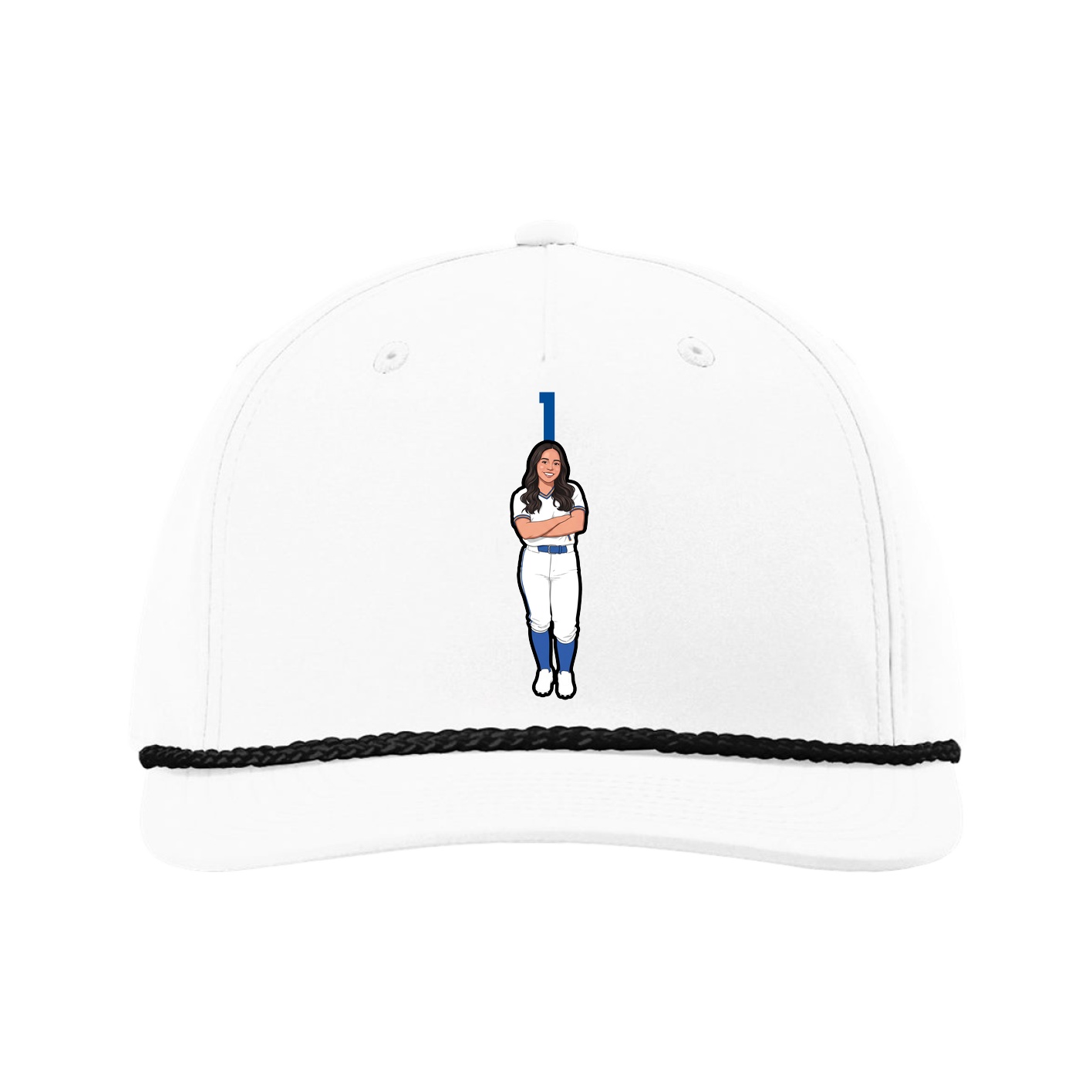 Five-Panel Classic Rope Cap — Number Top in White