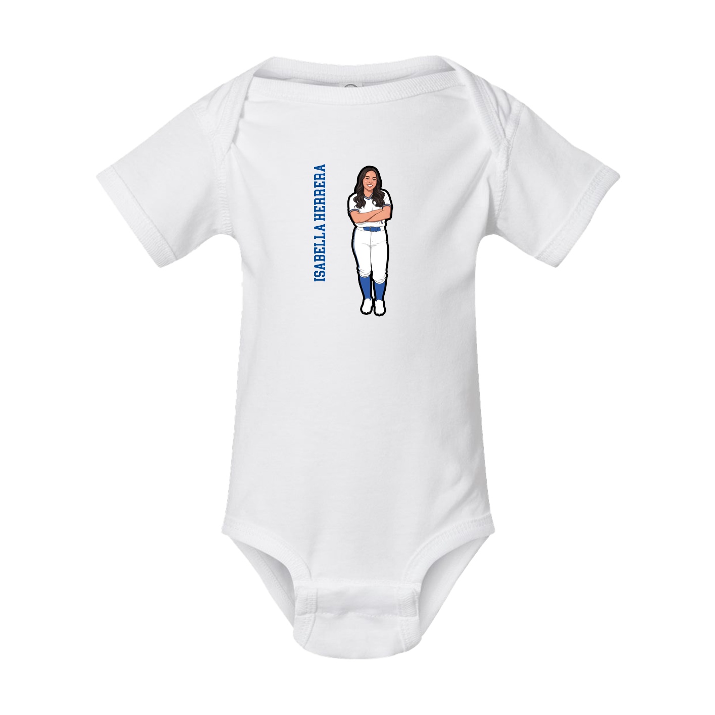 Baby Onesie — Name Vertical in White