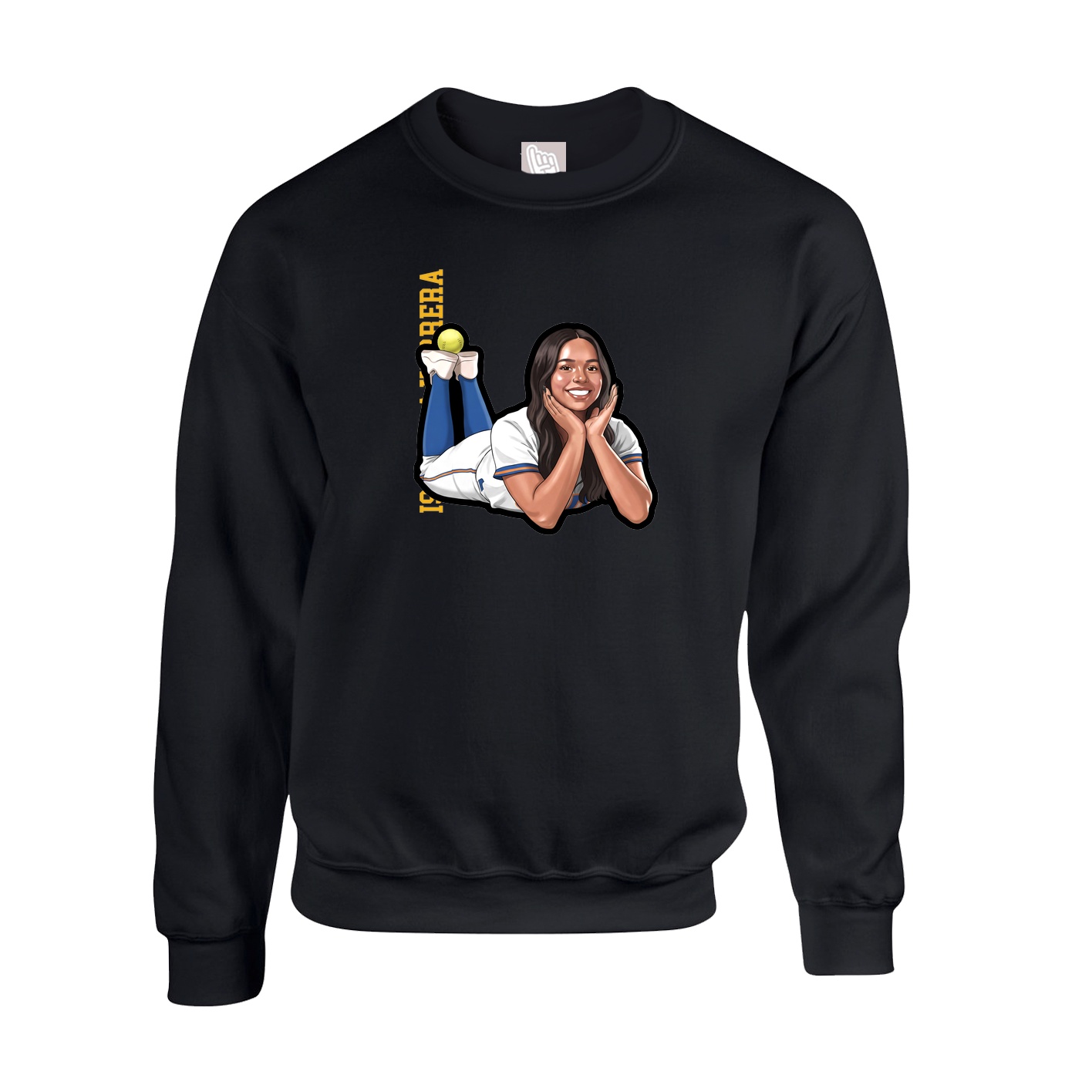 Fleece Crew — Name Vertical in Black