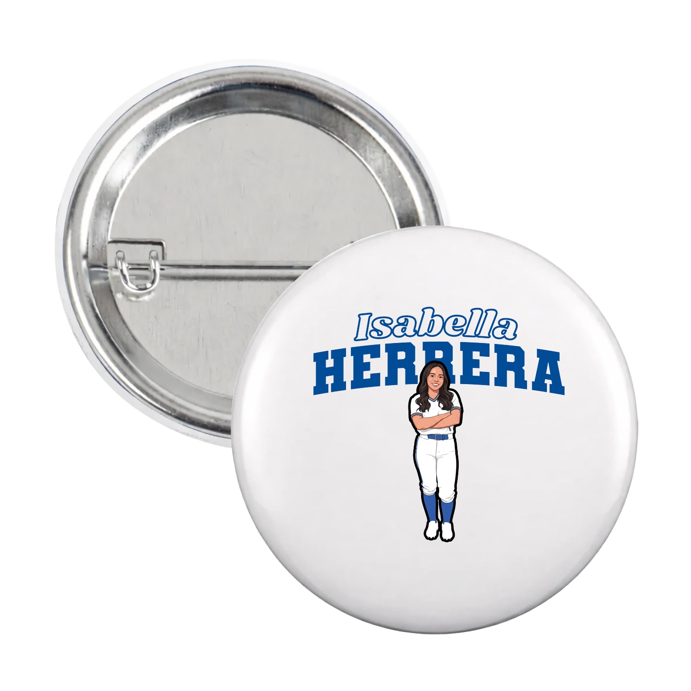 Game Day Button — Name Arch in White