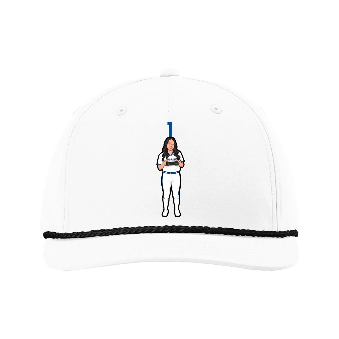 Five-Panel Classic Rope Cap — Number Top in White