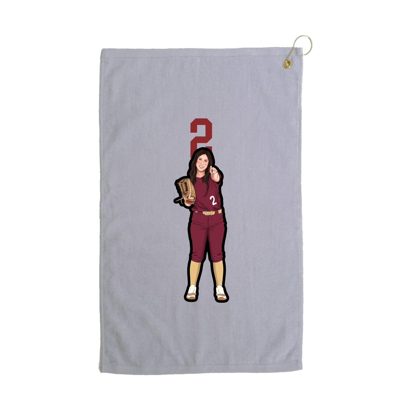 Golf Towel — Number Top in Grey
