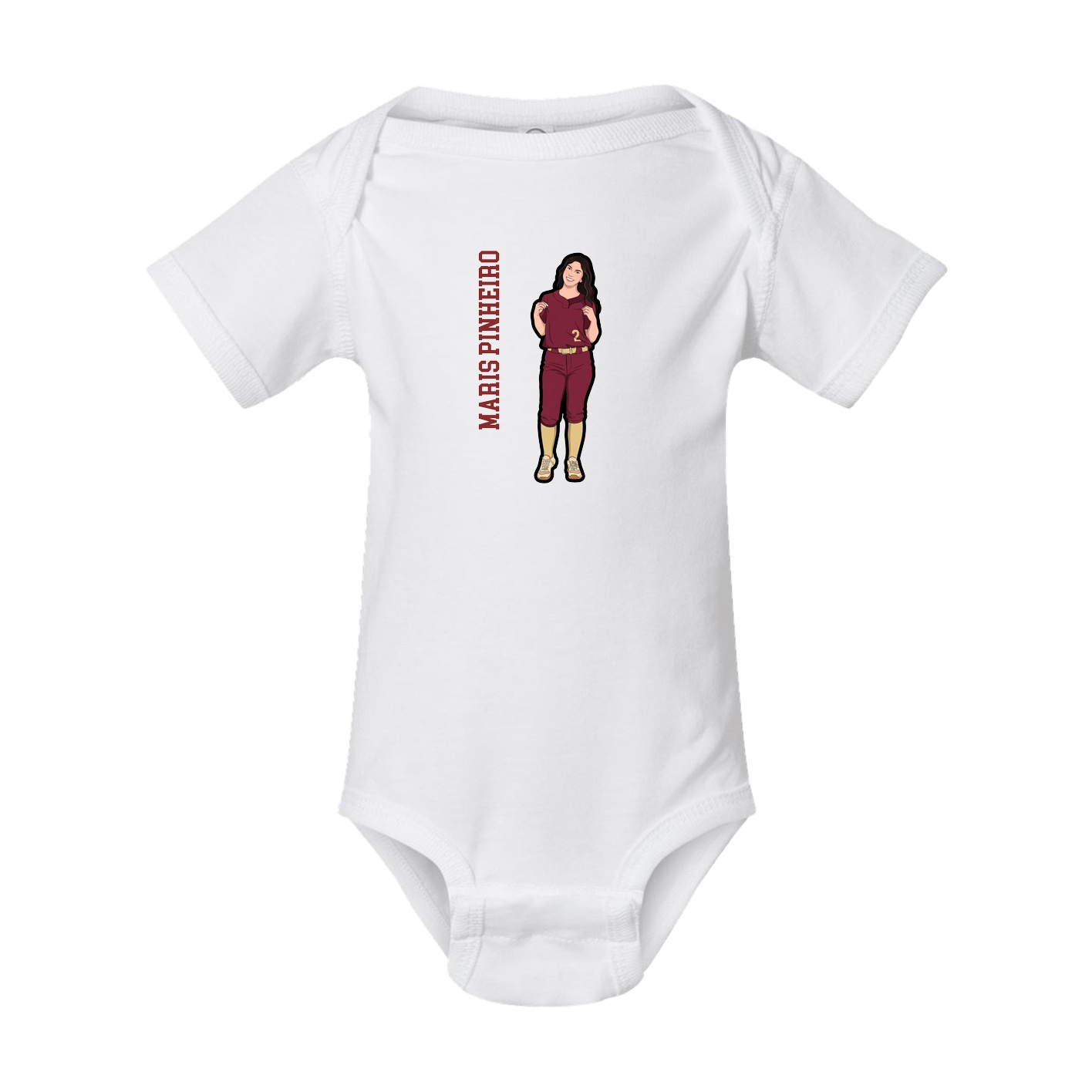 Baby Onesie — Name Vertical in White
