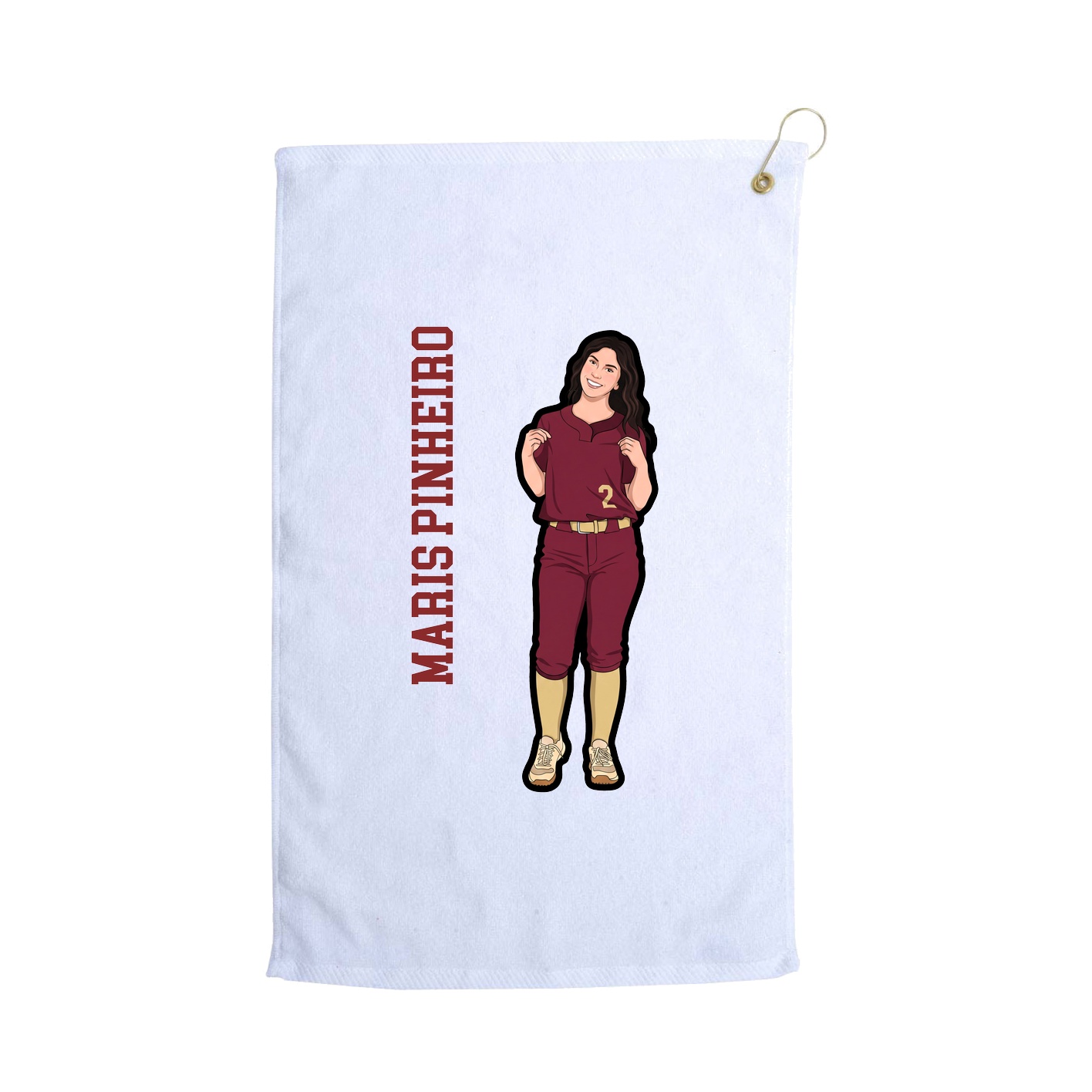 Golf Towel — Name Vertical in White