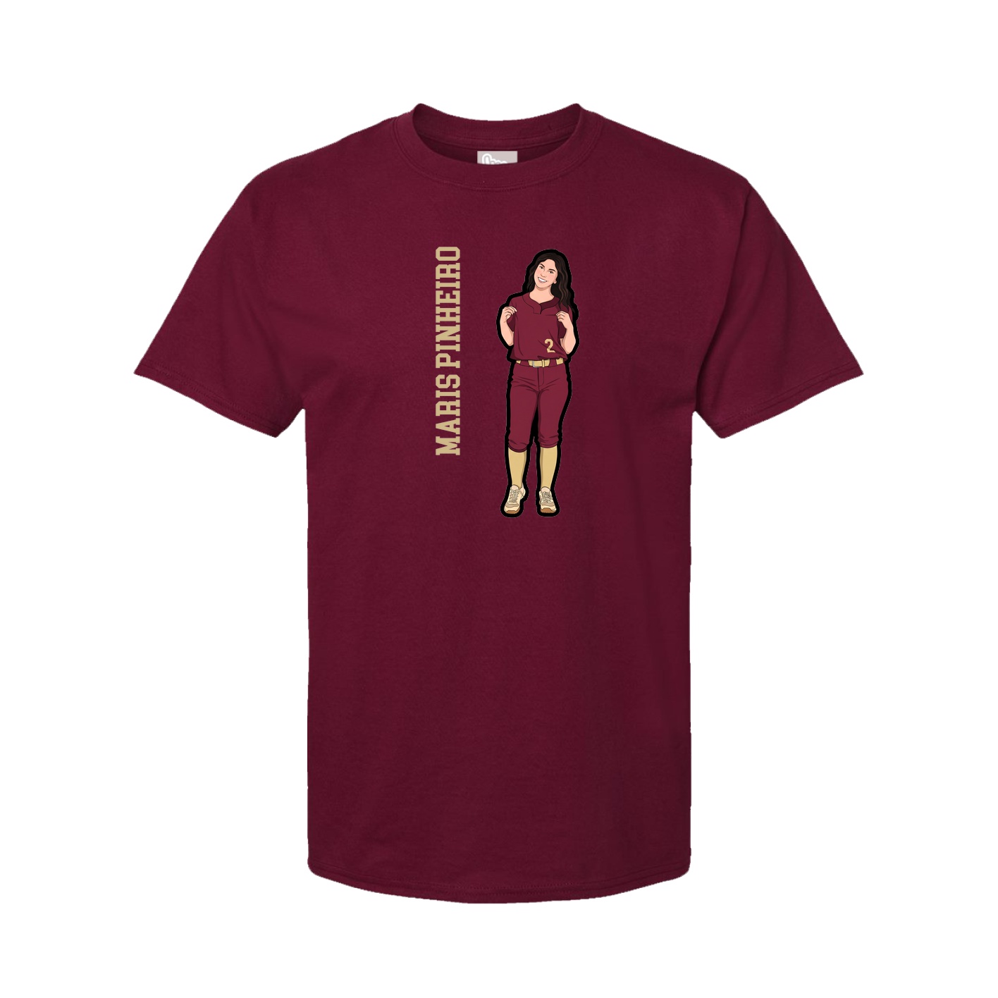 Youth Tee — Name Vertical in Cardinal