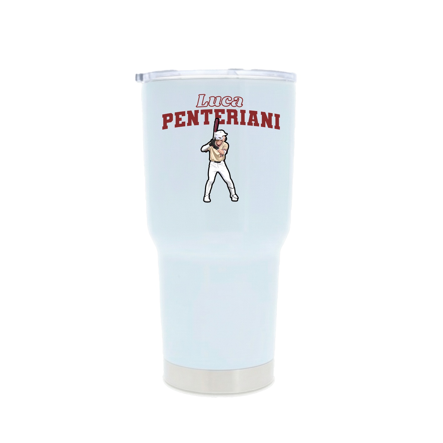 30oz Stainless Steel Tumbler — Name Arch in White