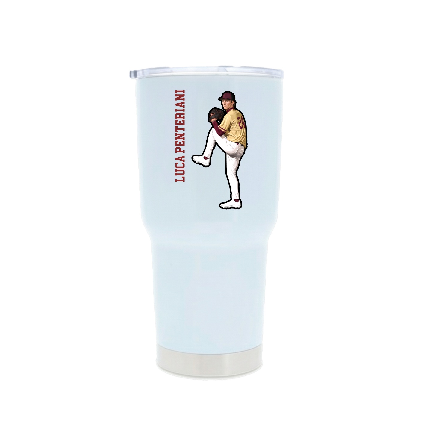 30oz Stainless Steel Tumbler — Name Vertical in White