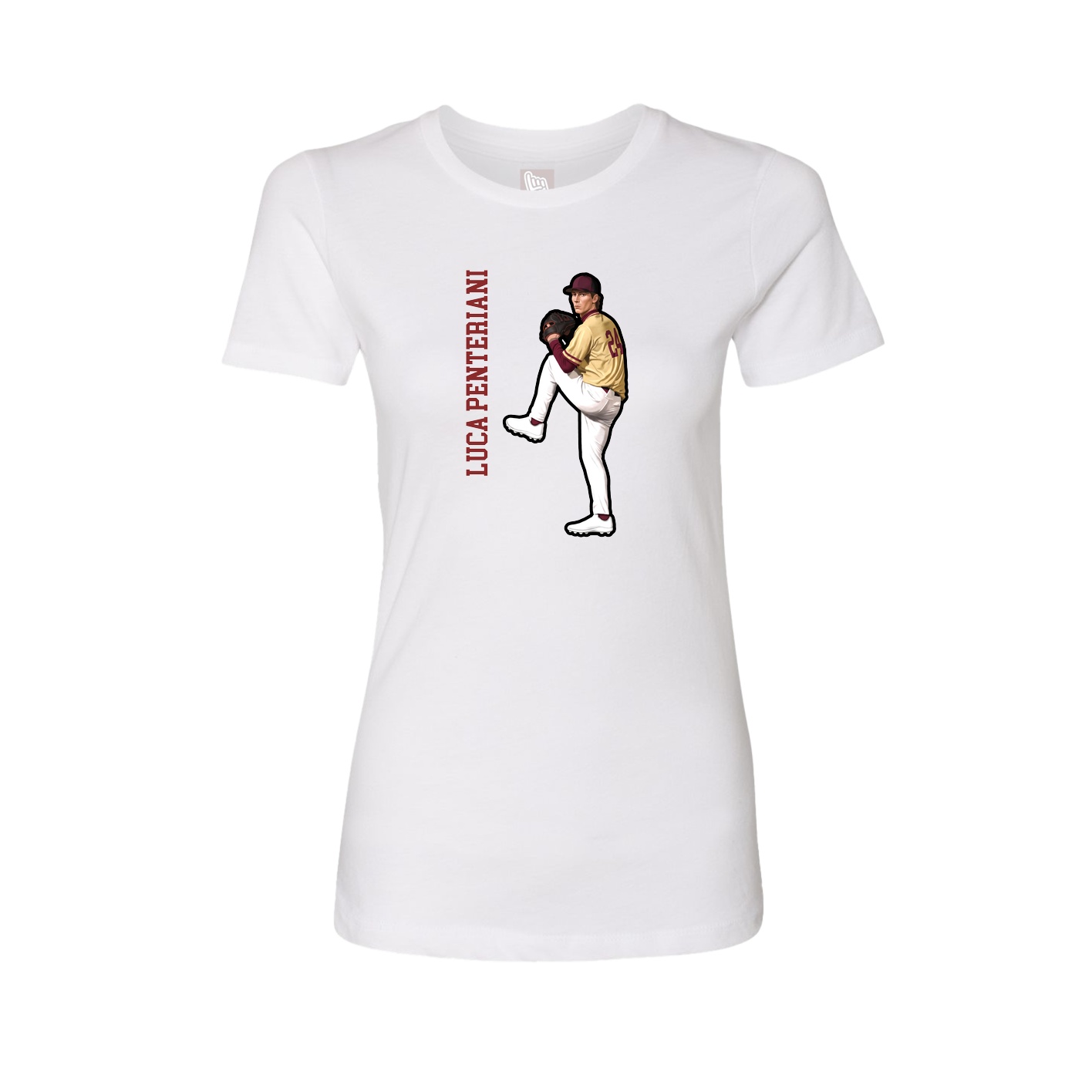Fitted Women's Tee — Name Vertical in White