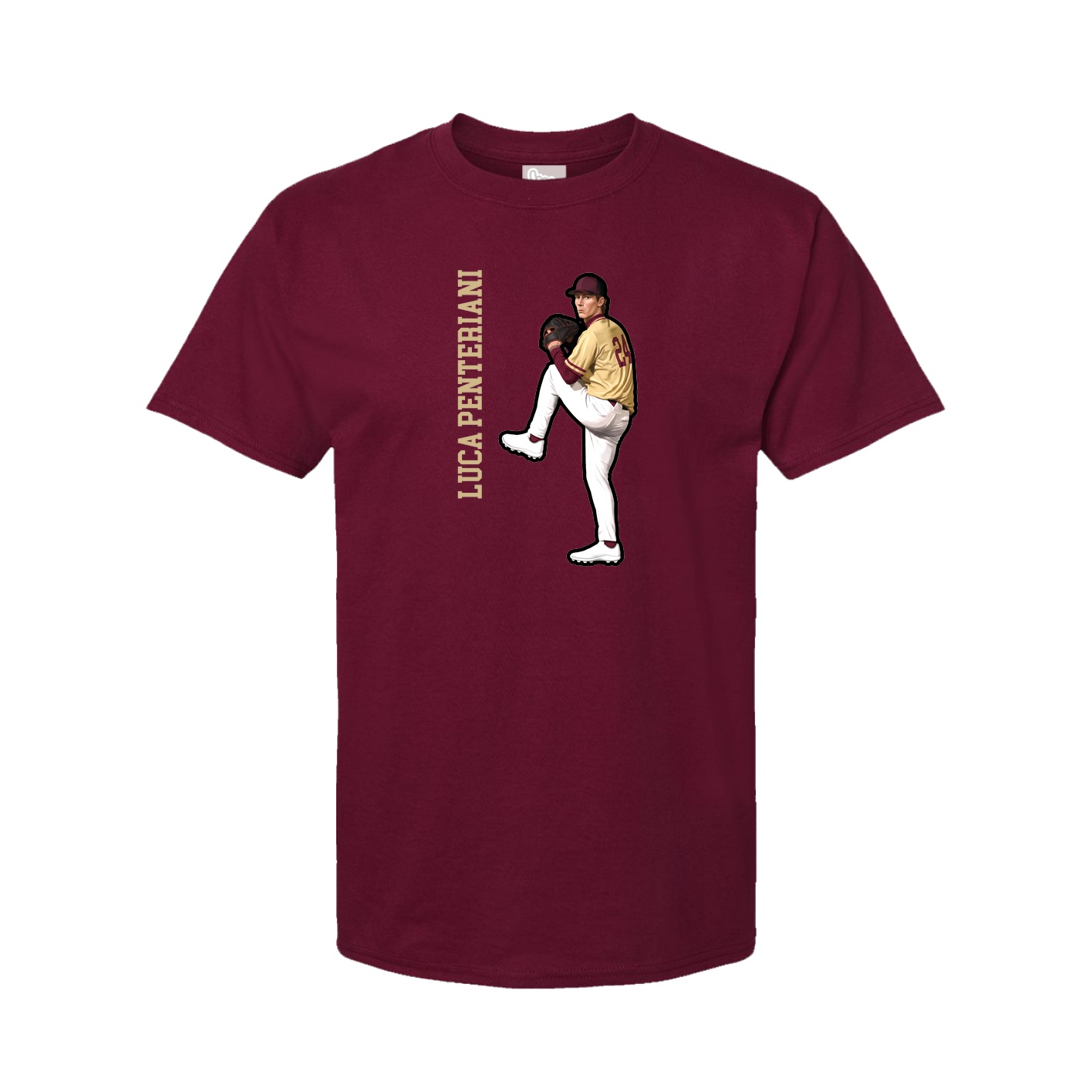 Youth Tee — Name Vertical in Cardinal