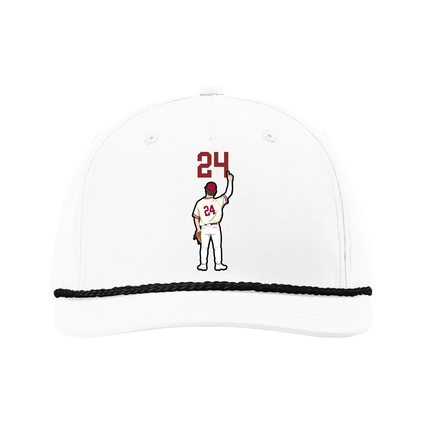 Five-Panel Classic Rope Cap — Number Top in White