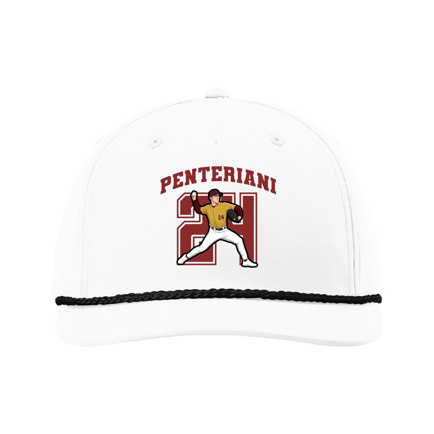 Five-Panel Classic Rope Cap — Number in White