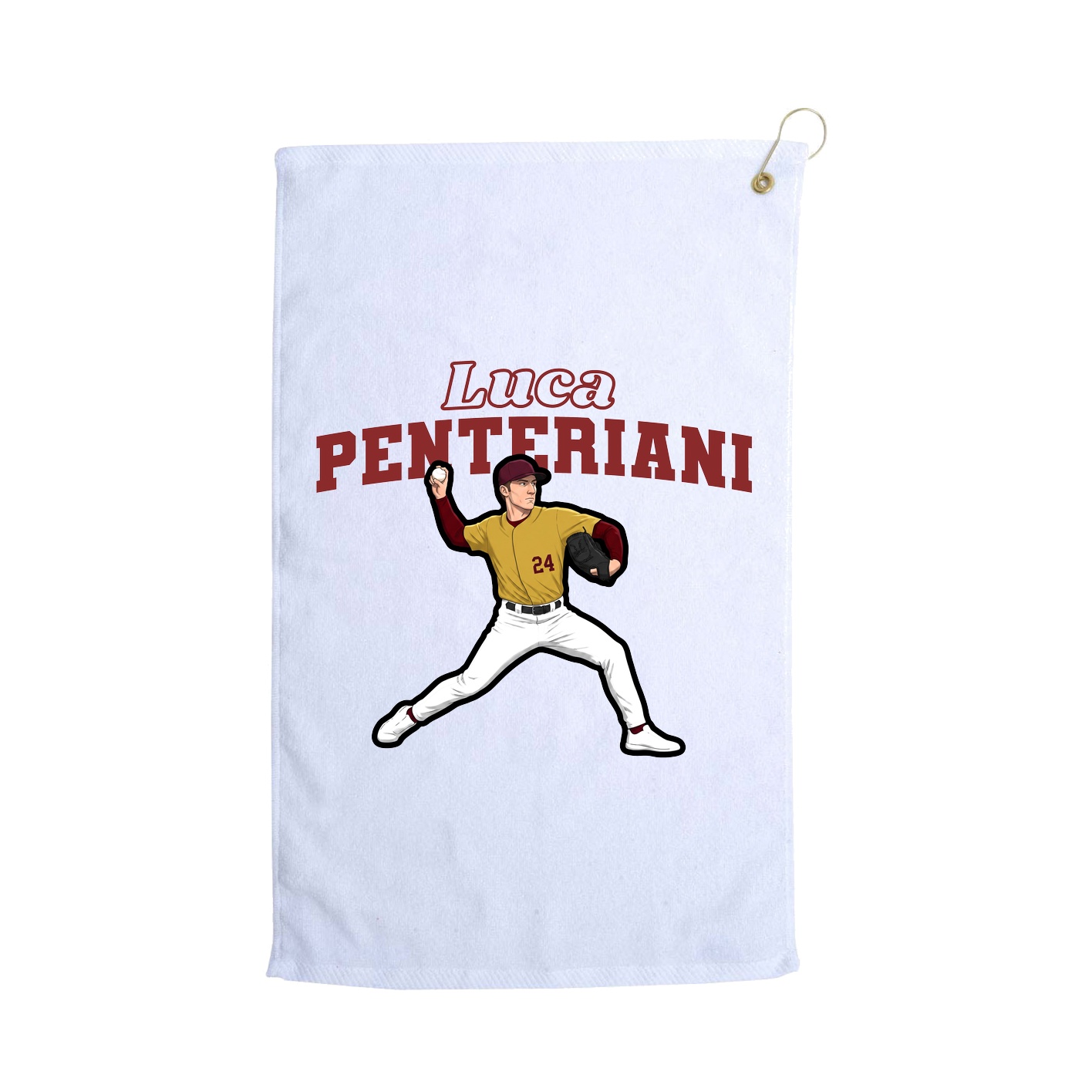 Golf Towel — Name Arch in White