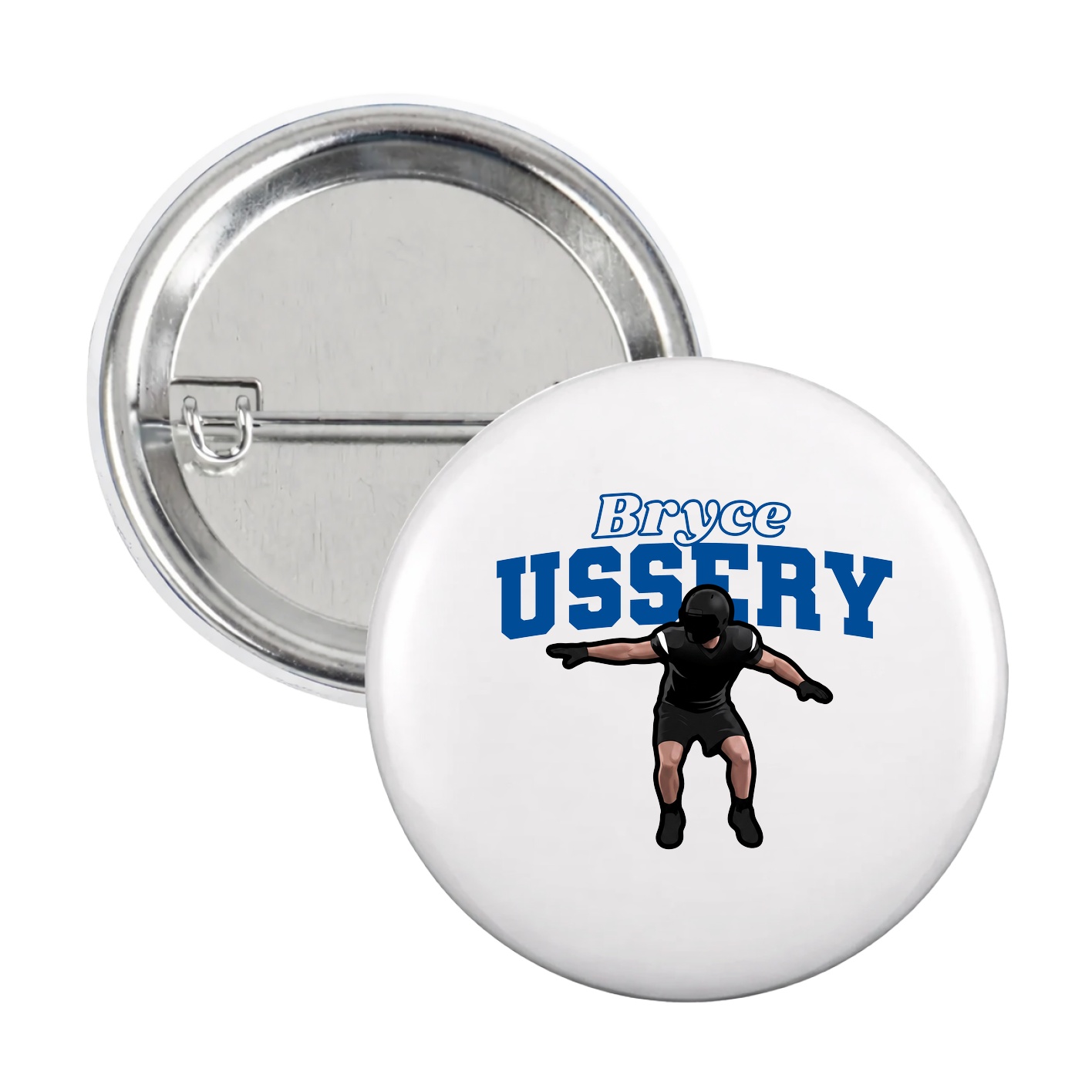 Game Day Button — Name Arch in White