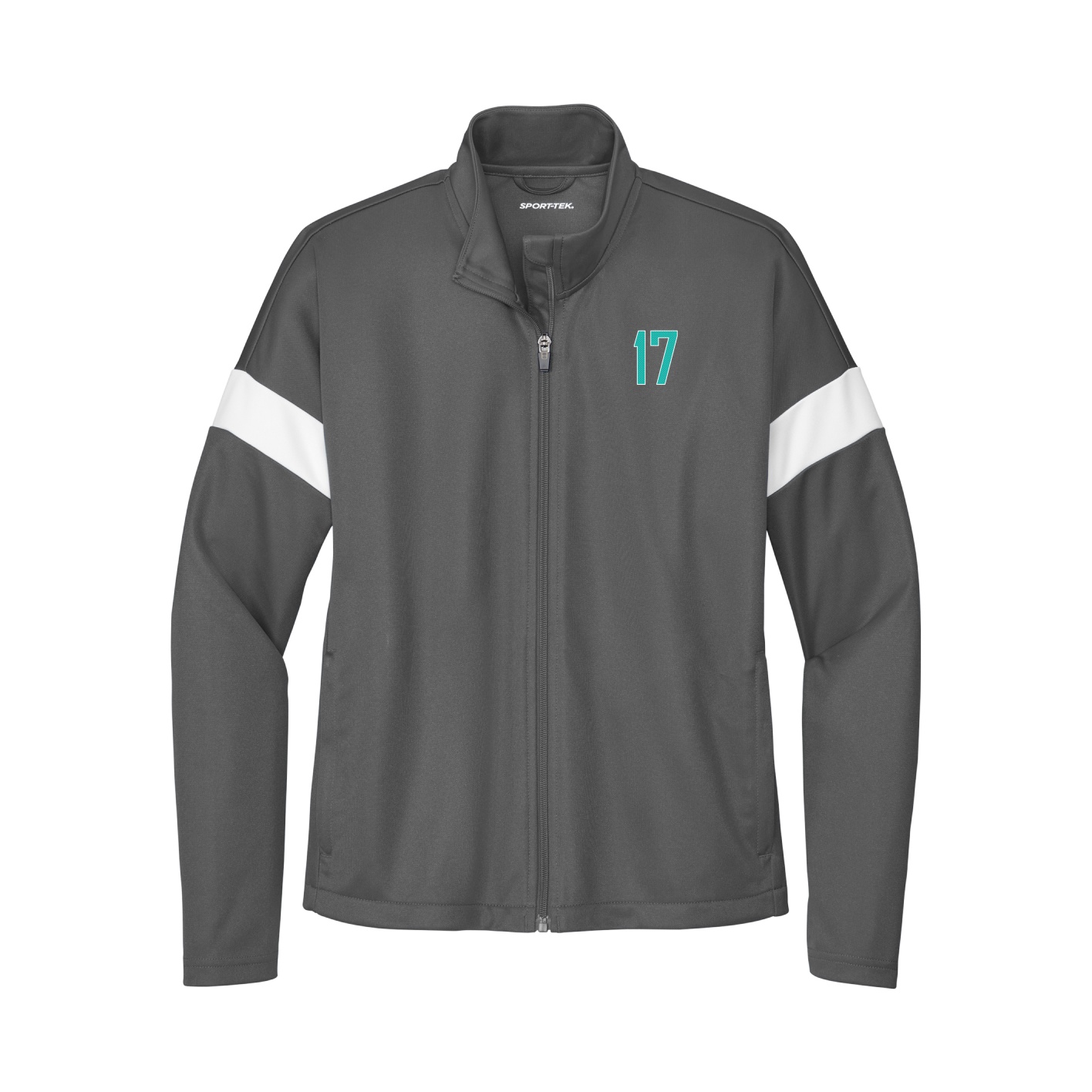 Womens Team Travel Full-Zip Jacket — Front Shirsy in Gray/White