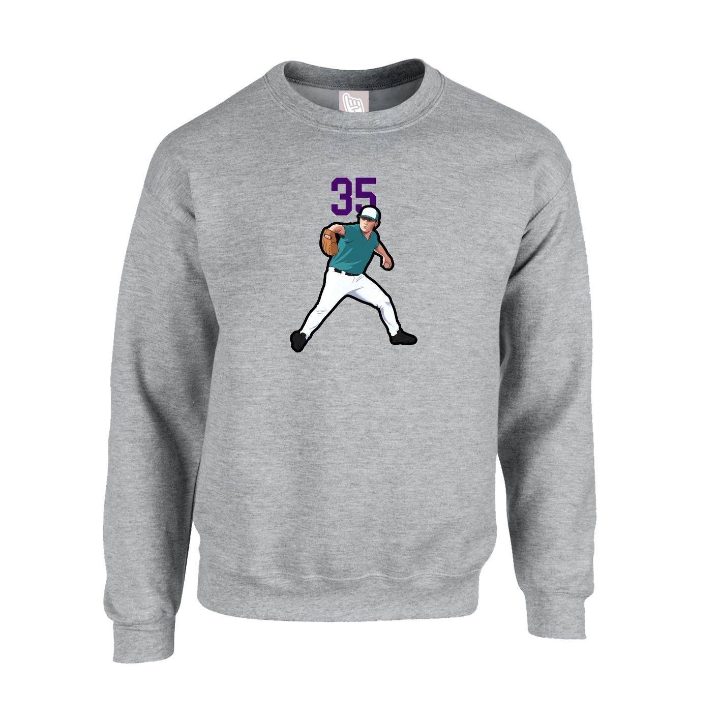 Fleece Crew — Number Top in Grey