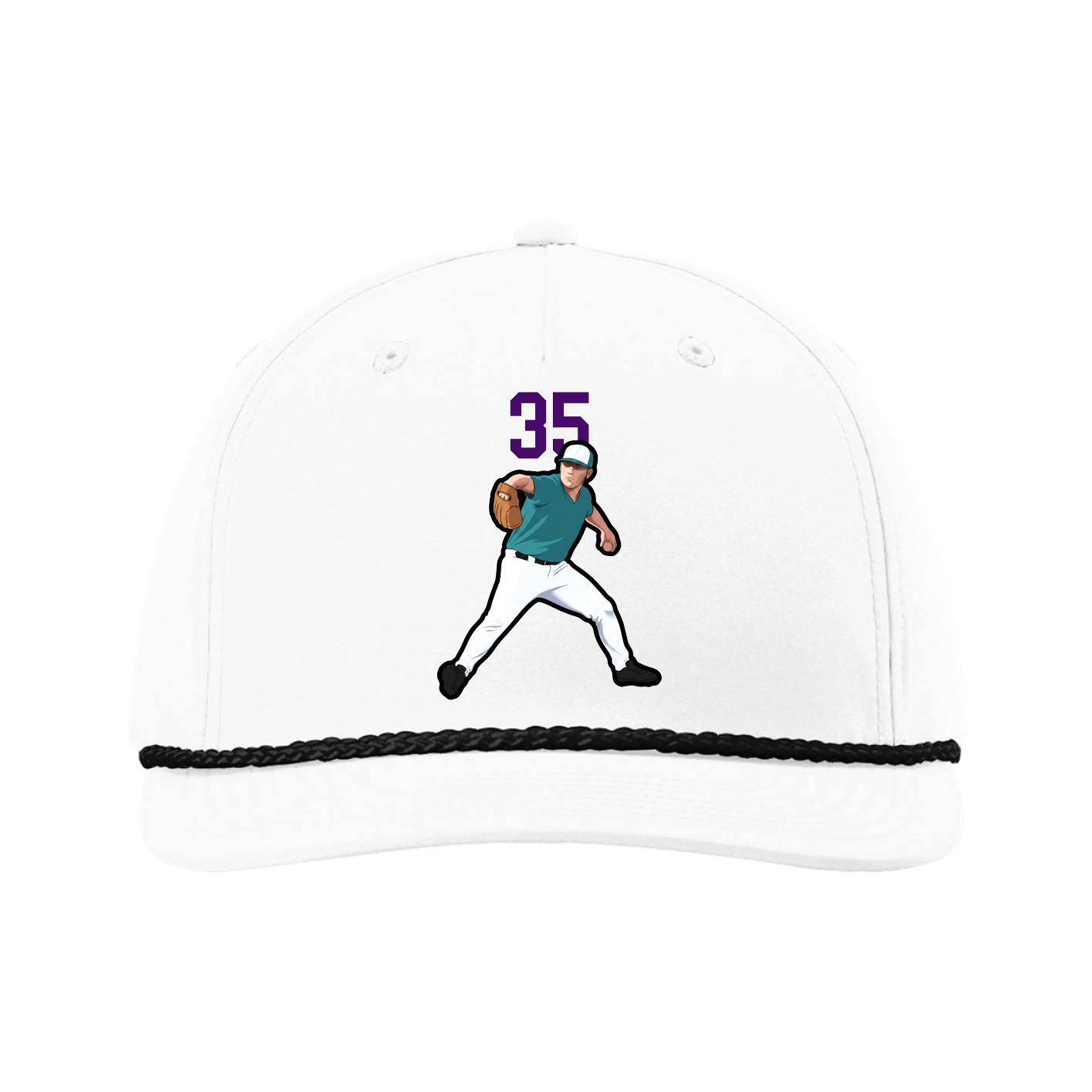 Five-Panel Classic Rope Cap — Number Top in White