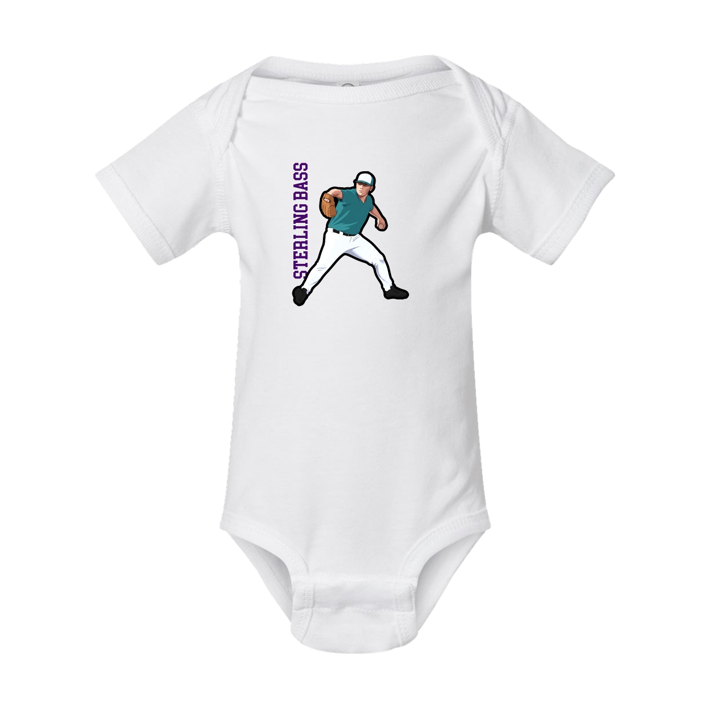 Baby Onesie — Name Vertical in White