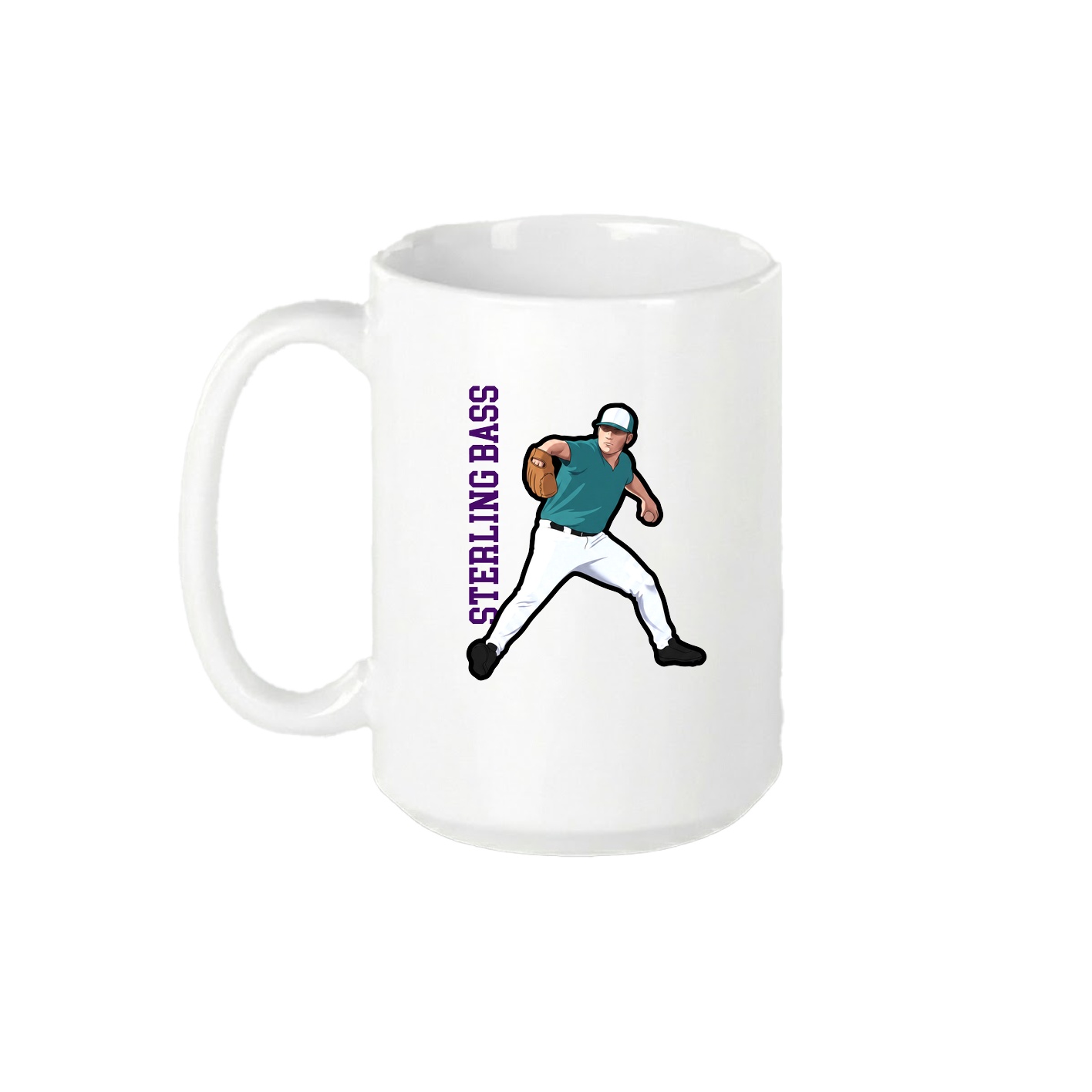 15oz Coffee Mug — Name Vertical in White