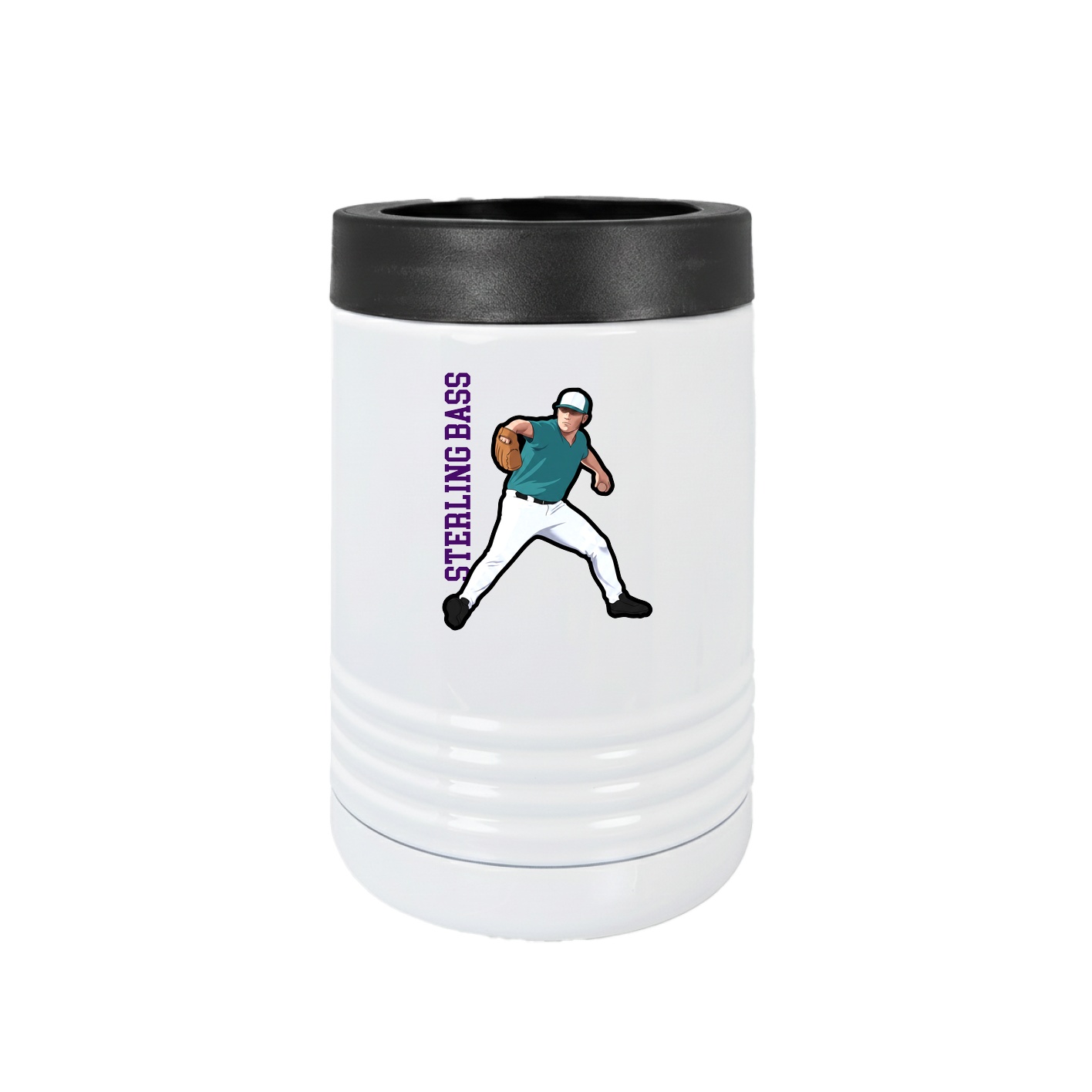 Beverage Holder — Name Vertical in White