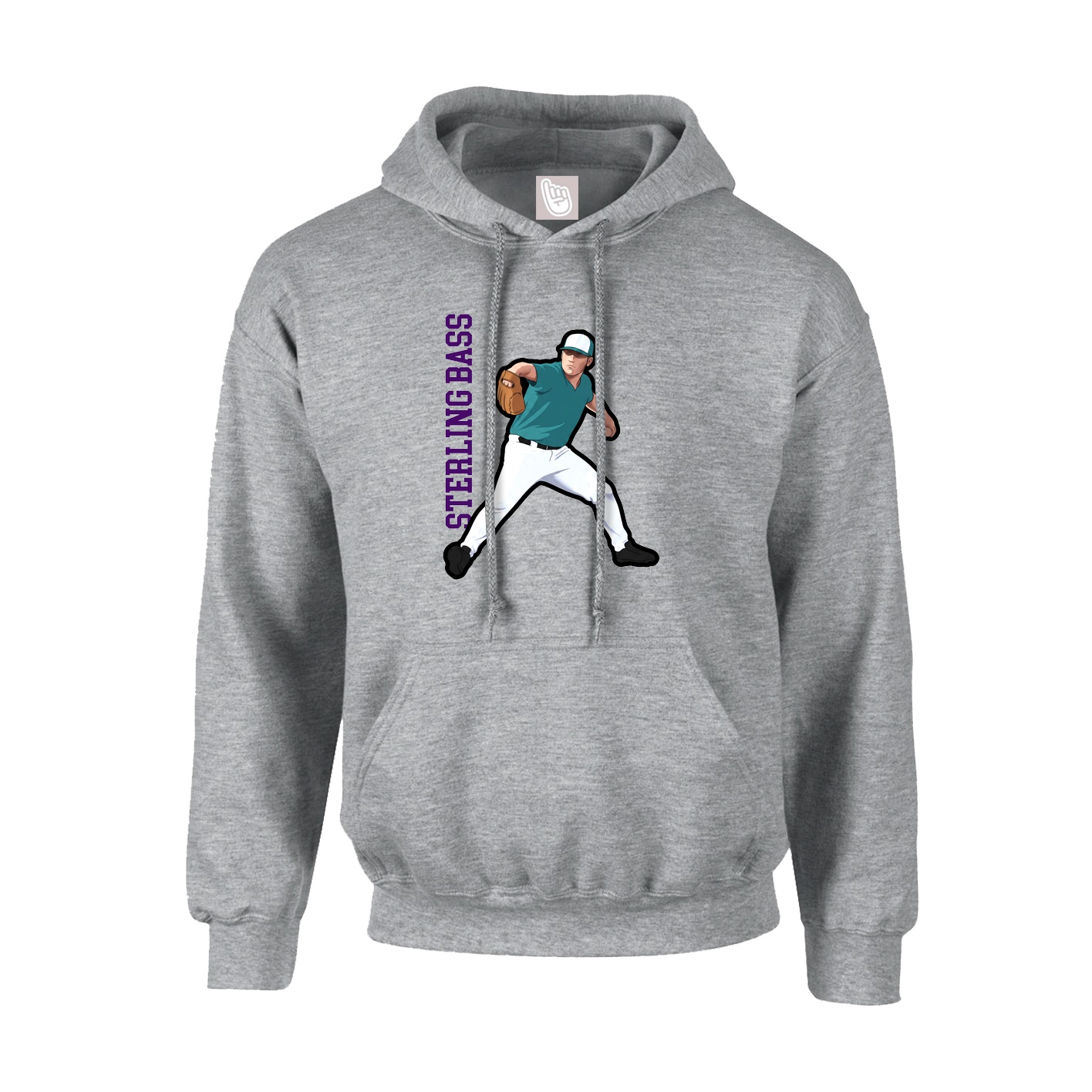 Youth Hoodie — Name Vertical in Grey