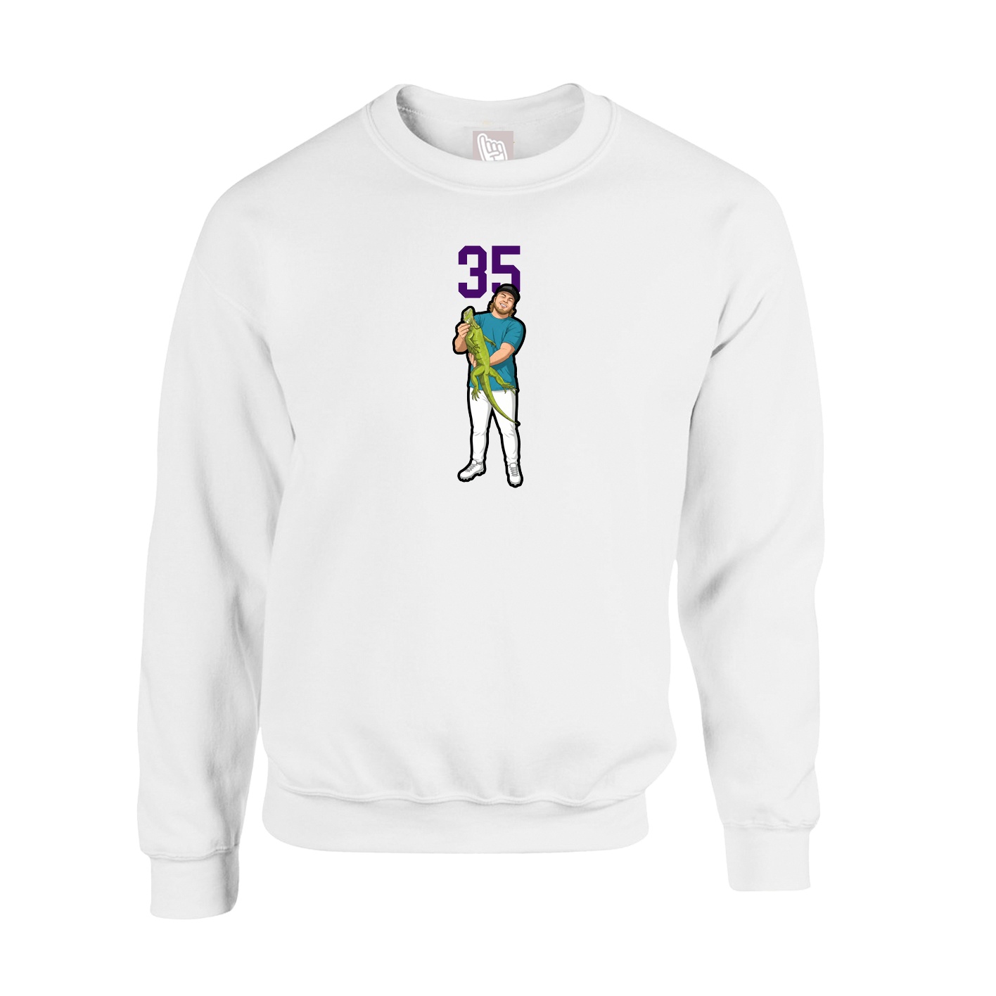 Fleece Crew — Number Top in White