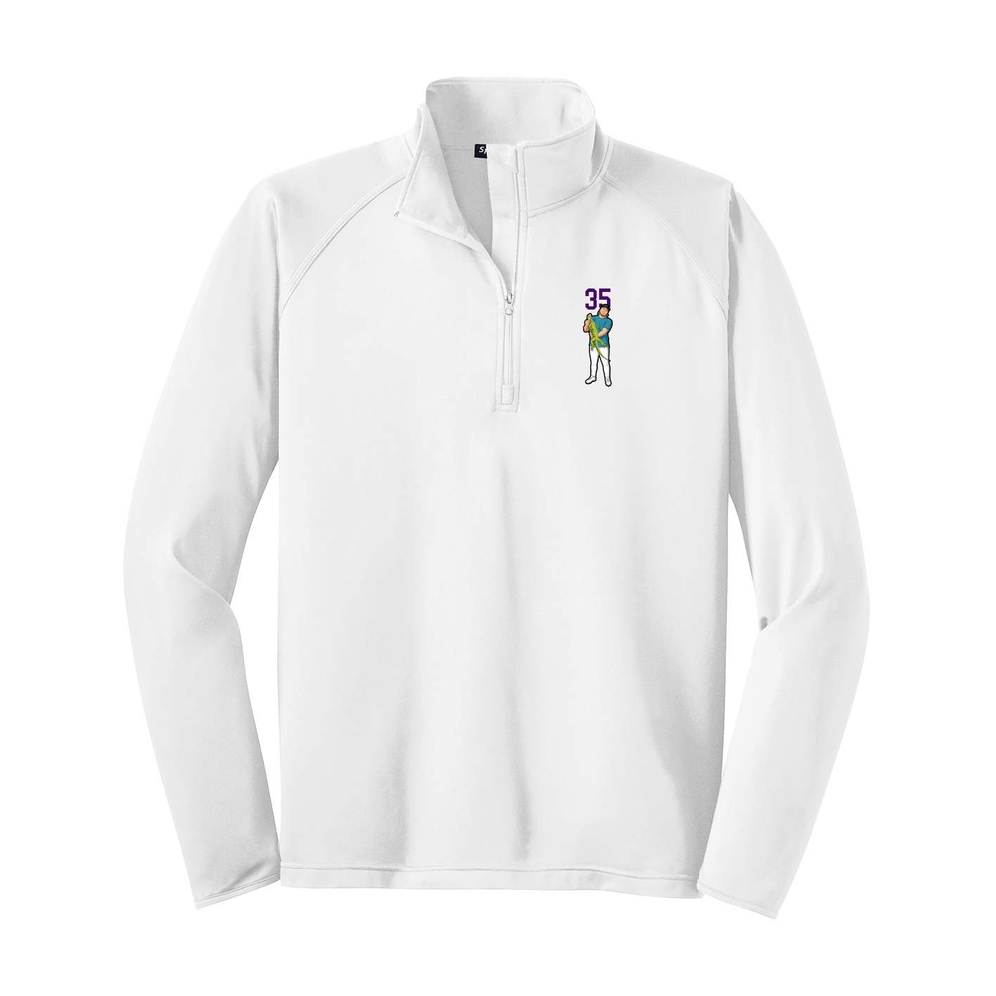 Q-Zip Pullover — Number Top in White
