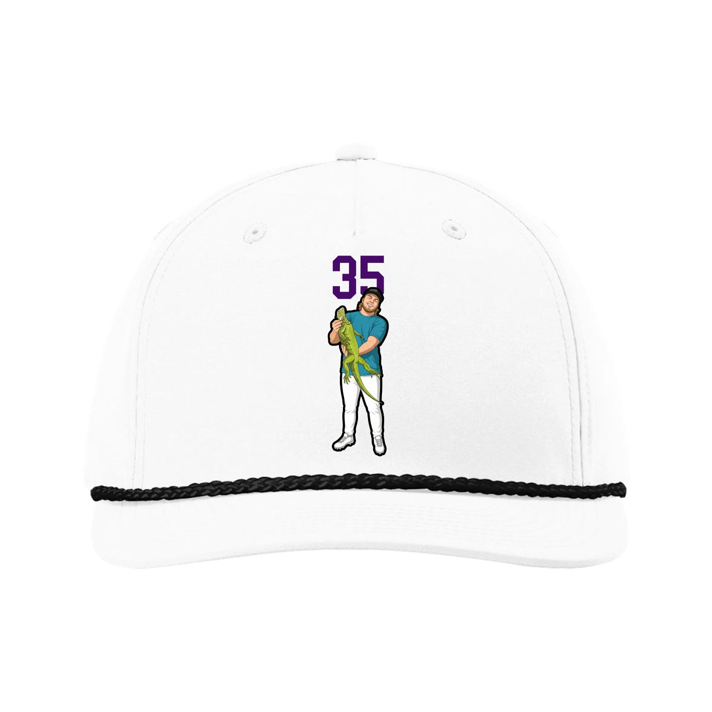Five-Panel Classic Rope Cap — Number Top in White