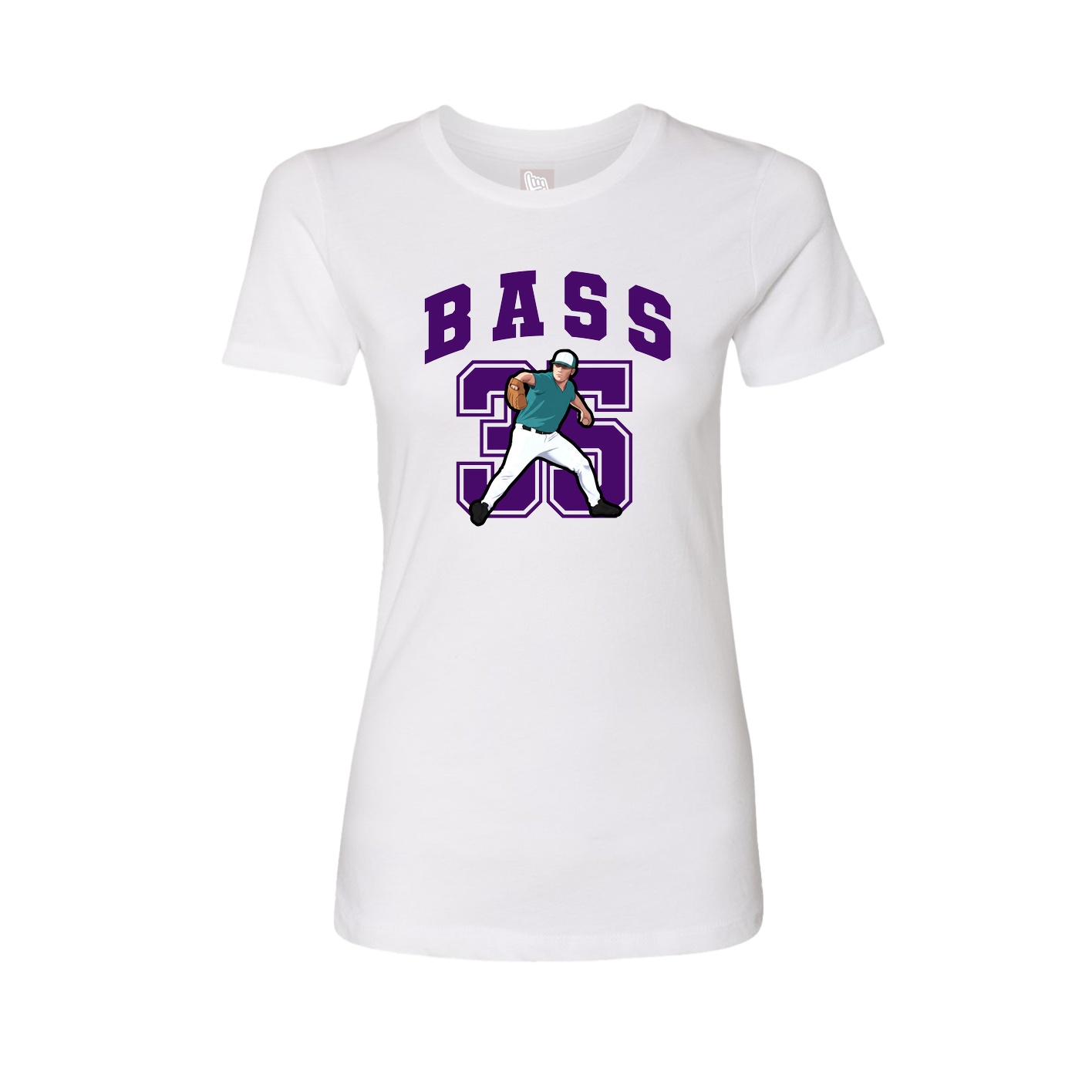 Fitted Women's Tee — Number in White