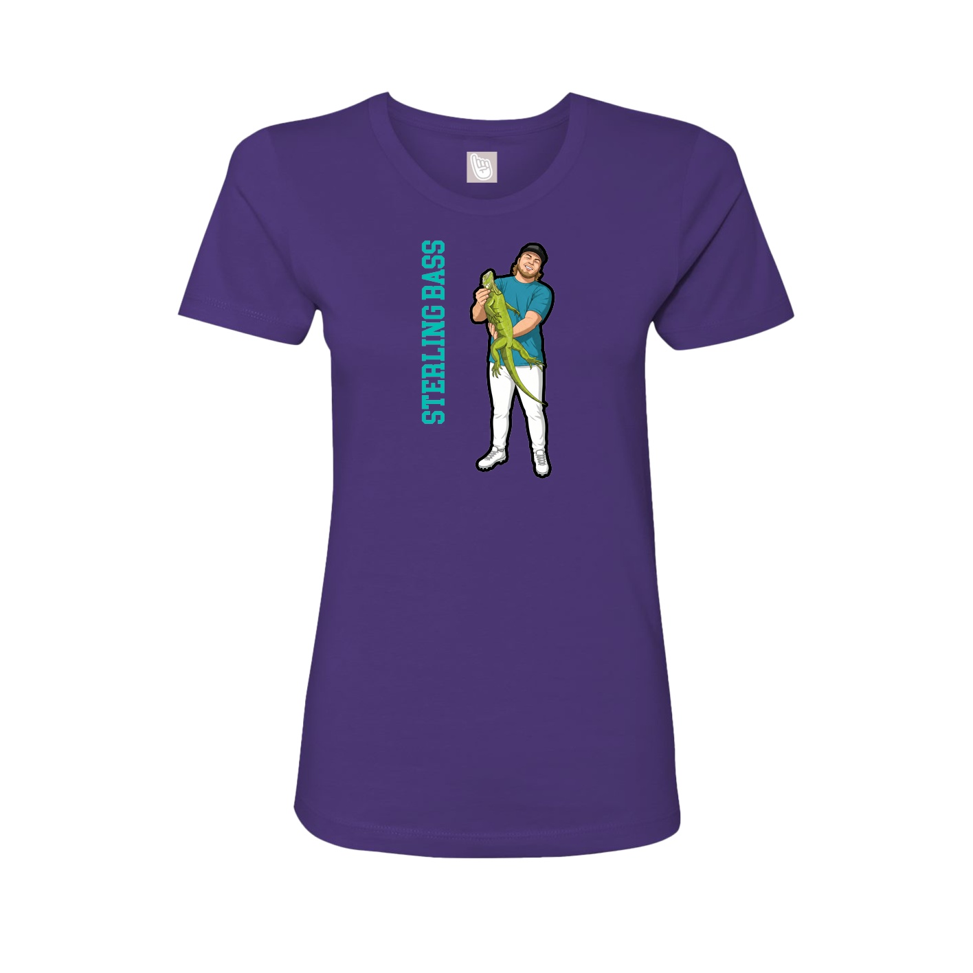 Fitted Women's Tee — Name Vertical in Purple